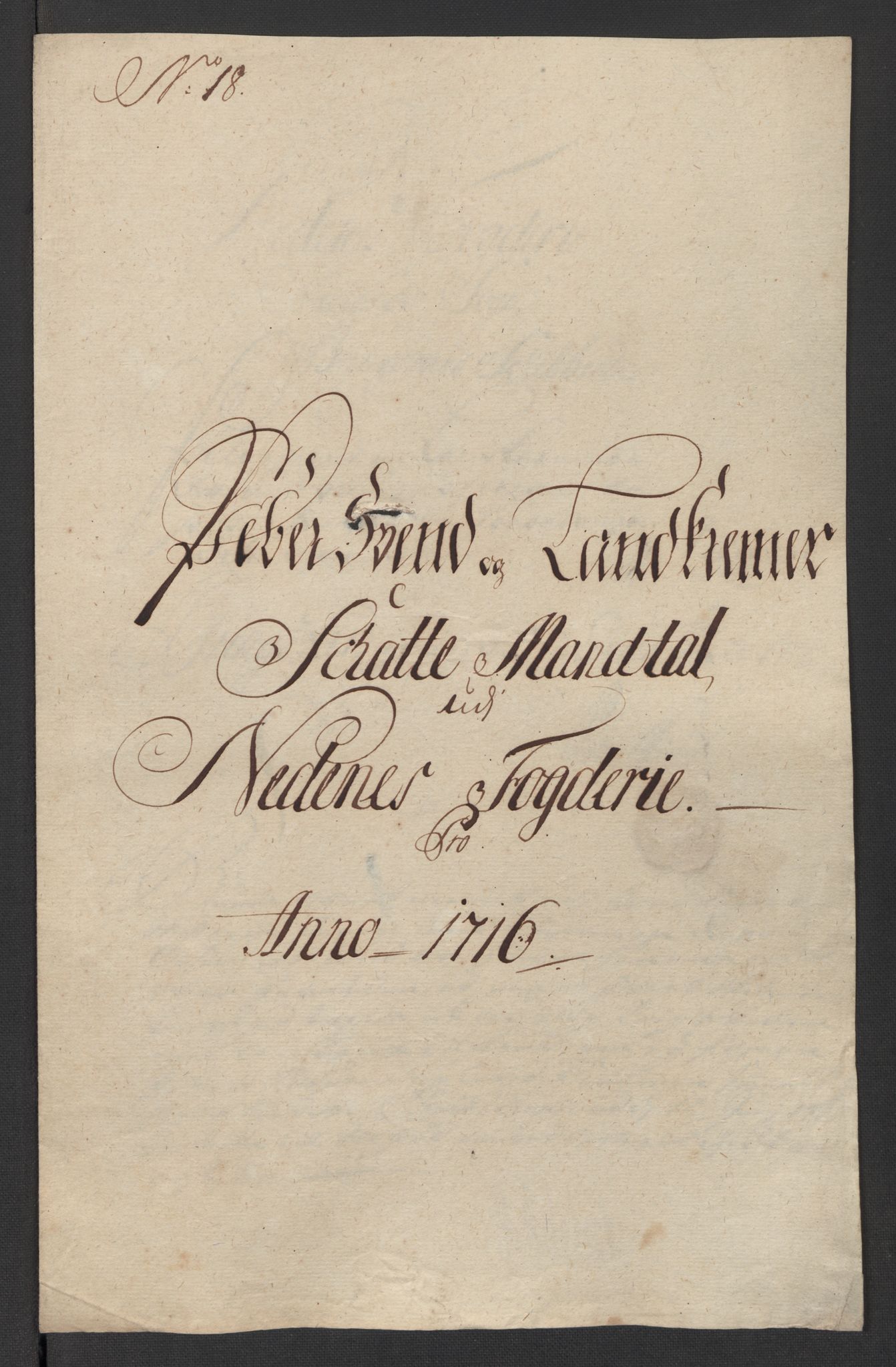 Rentekammeret inntil 1814, Reviderte regnskaper, Fogderegnskap, RA/EA-4092/R39/L2325: Fogderegnskap Nedenes, 1716, p. 266