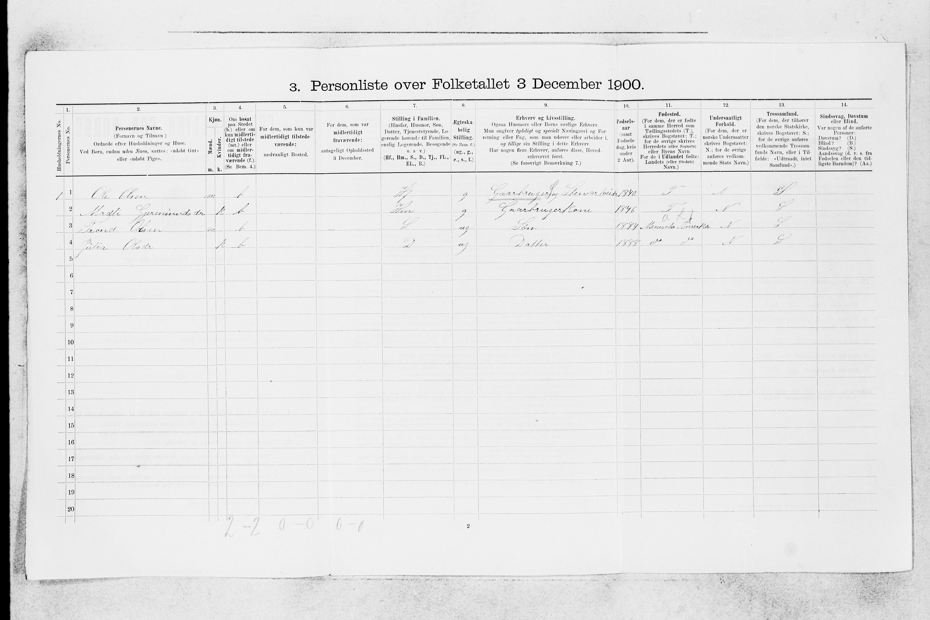 SAB, 1900 census for Kvam, 1900, p. 911