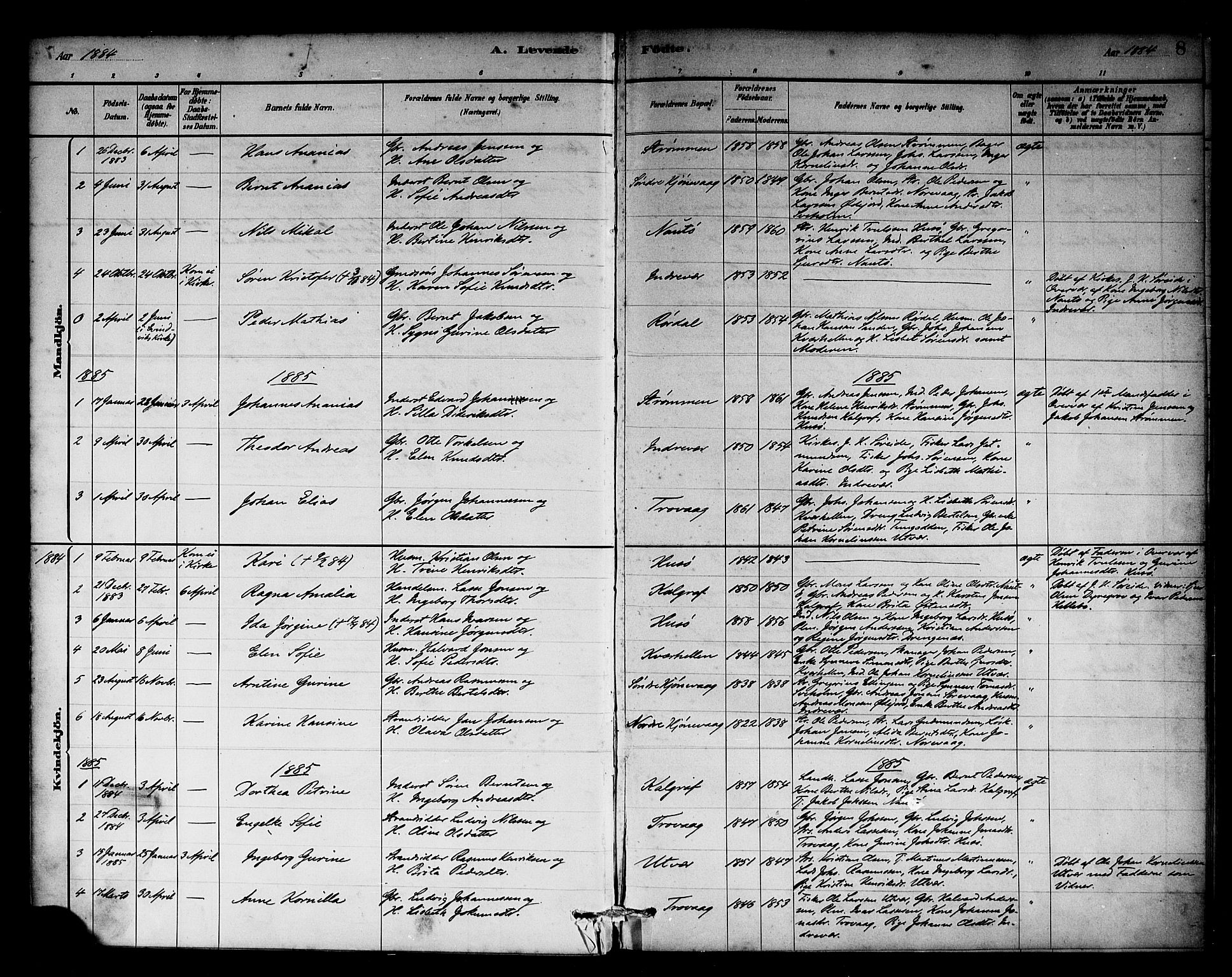 Solund sokneprestembete, SAB/A-81401: Parish register (official) no. C 1, 1881-1896, p. 8