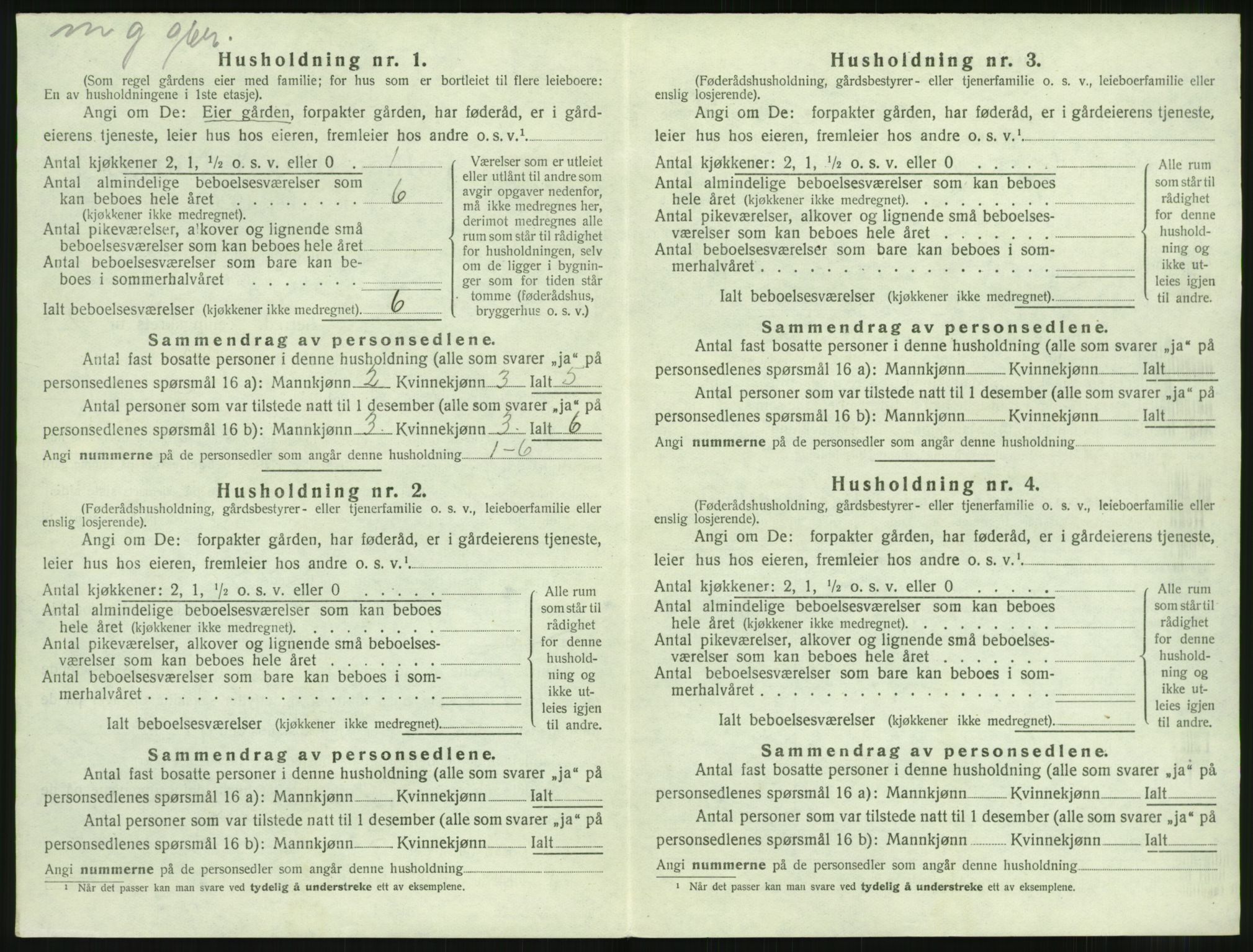 SAST, 1920 census for Klepp, 1920, p. 1175