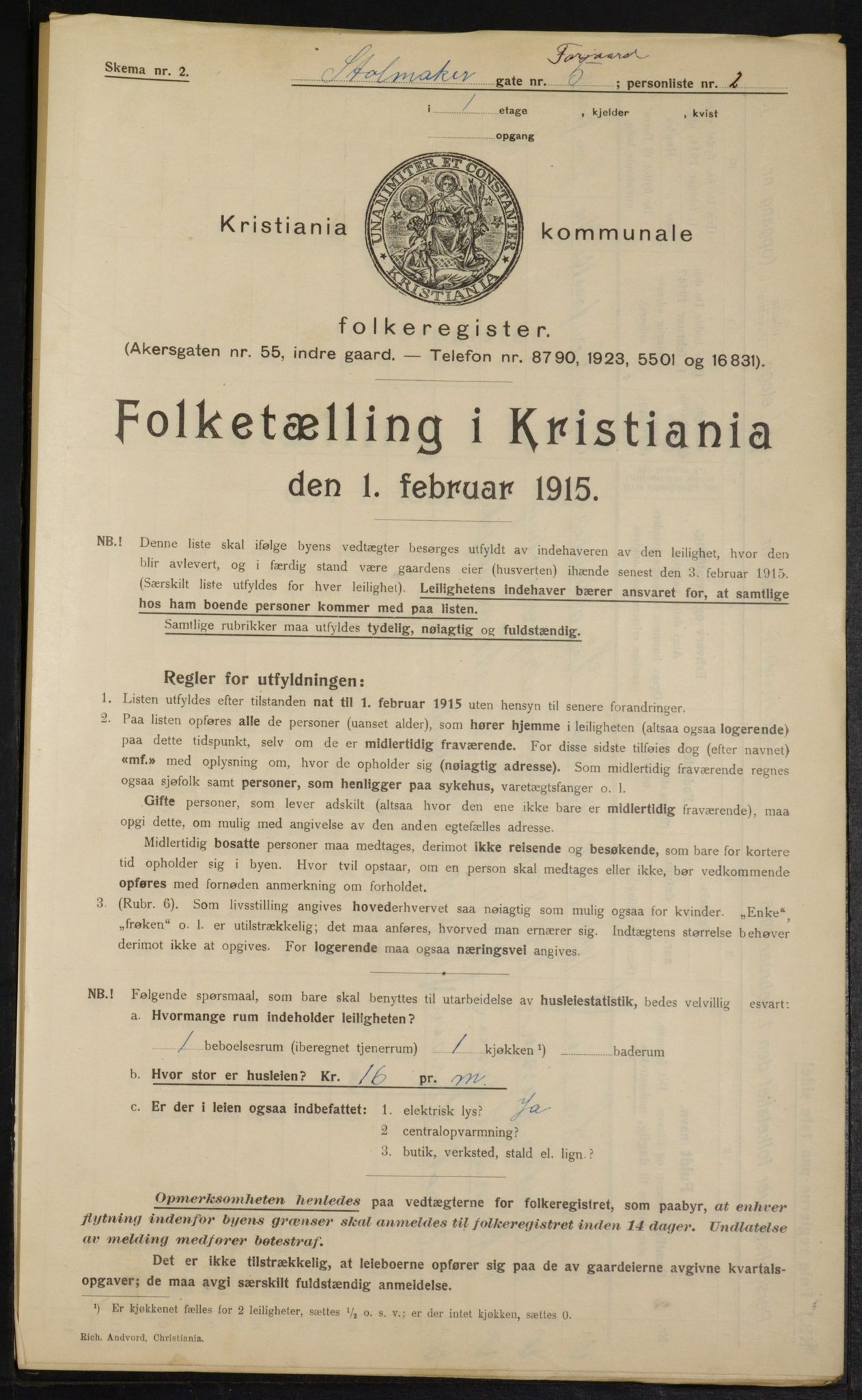 OBA, Municipal Census 1915 for Kristiania, 1915, p. 102722