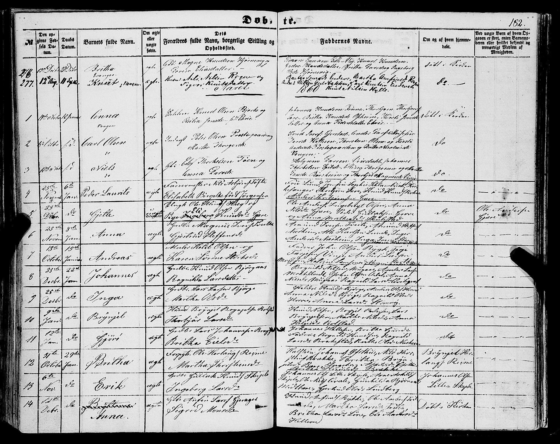 Voss sokneprestembete, SAB/A-79001/H/Haa: Parish register (official) no. A 16, 1849-1863, p. 182