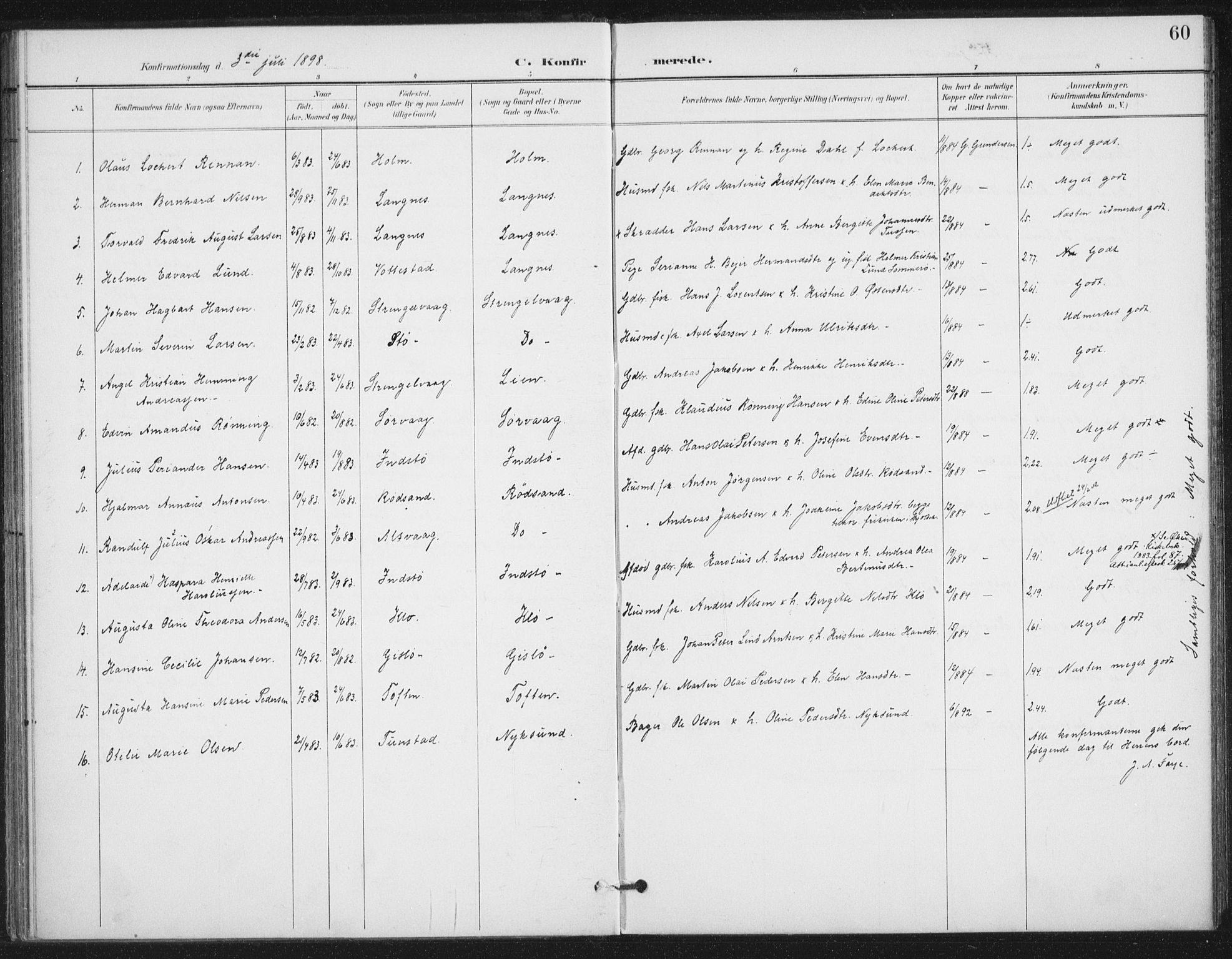 Ministerialprotokoller, klokkerbøker og fødselsregistre - Nordland, AV/SAT-A-1459/894/L1356: Parish register (official) no. 894A02, 1897-1914, p. 60