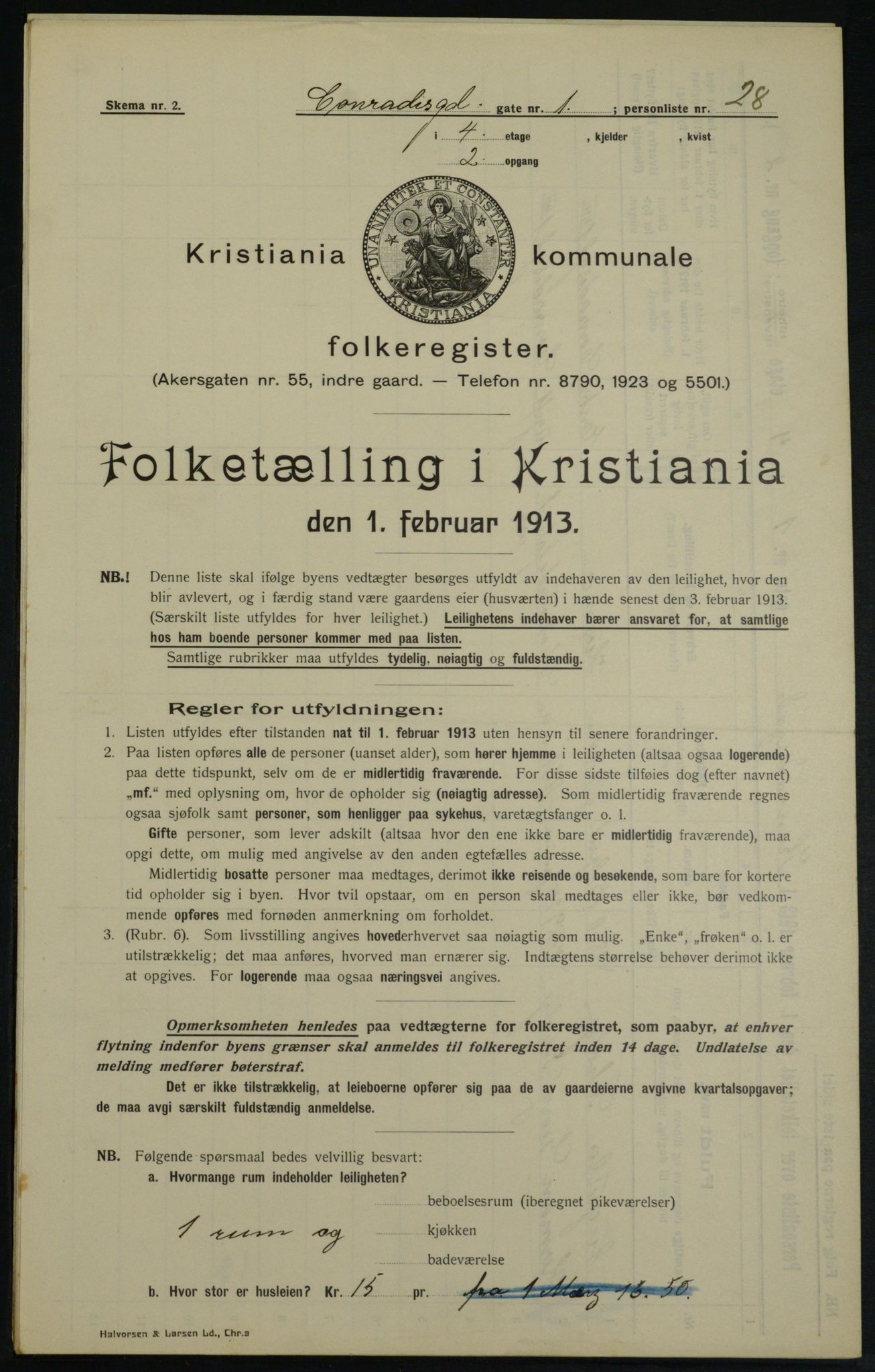 OBA, Municipal Census 1913 for Kristiania, 1913, p. 13325