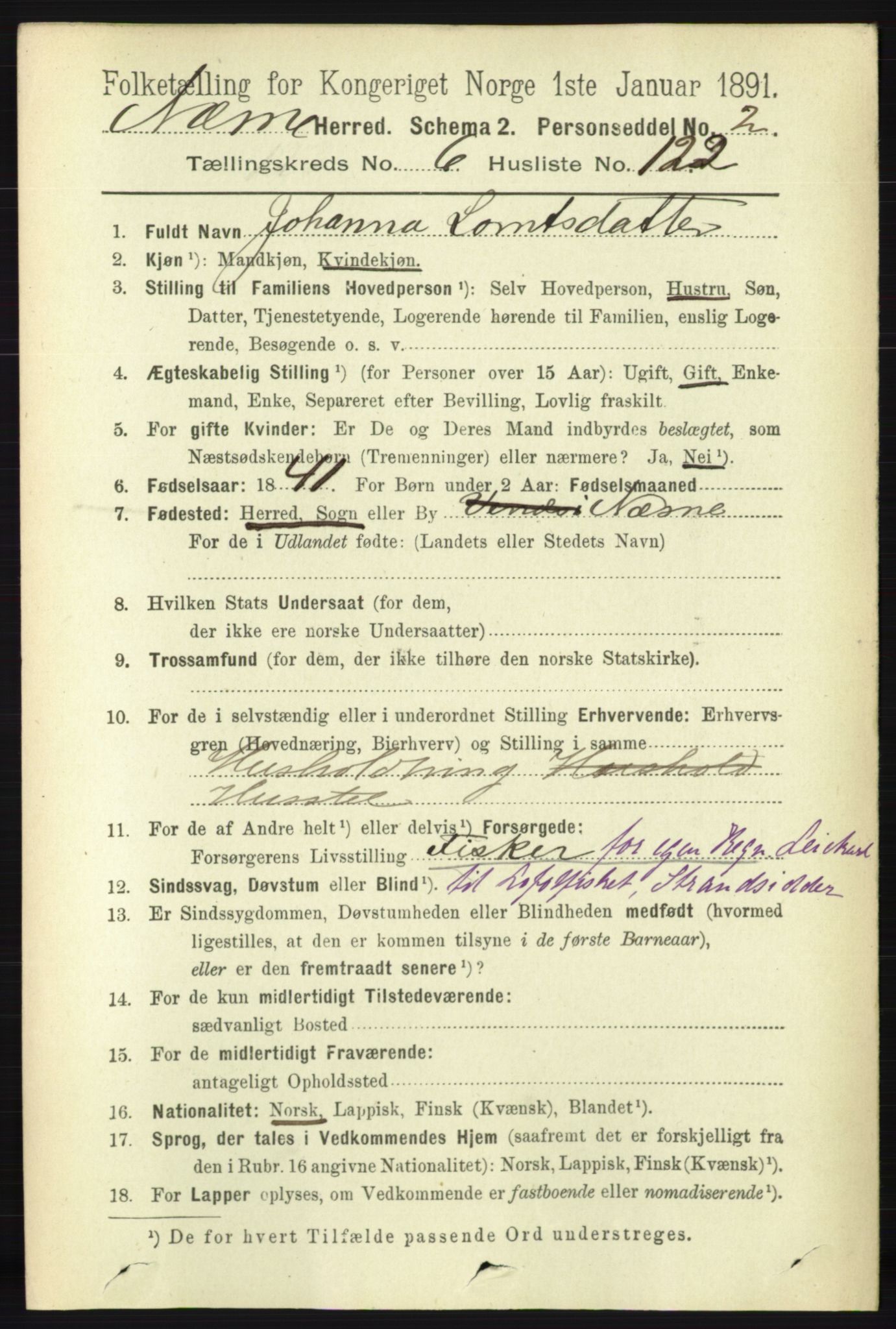 RA, 1891 census for 1828 Nesna, 1891, p. 4098
