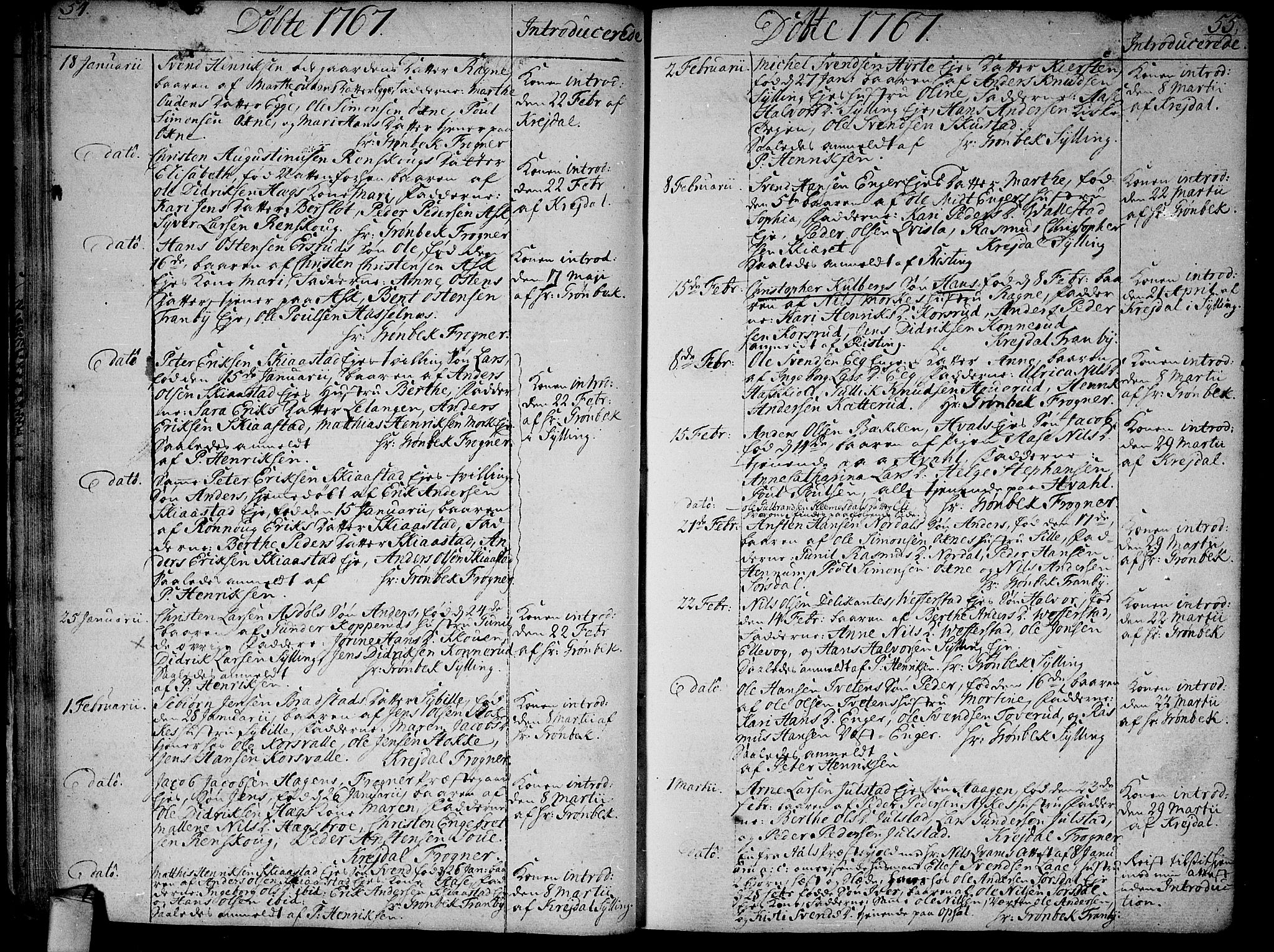 Lier kirkebøker, AV/SAKO-A-230/F/Fa/L0005: Parish register (official) no. I 5, 1764-1777, p. 54-55