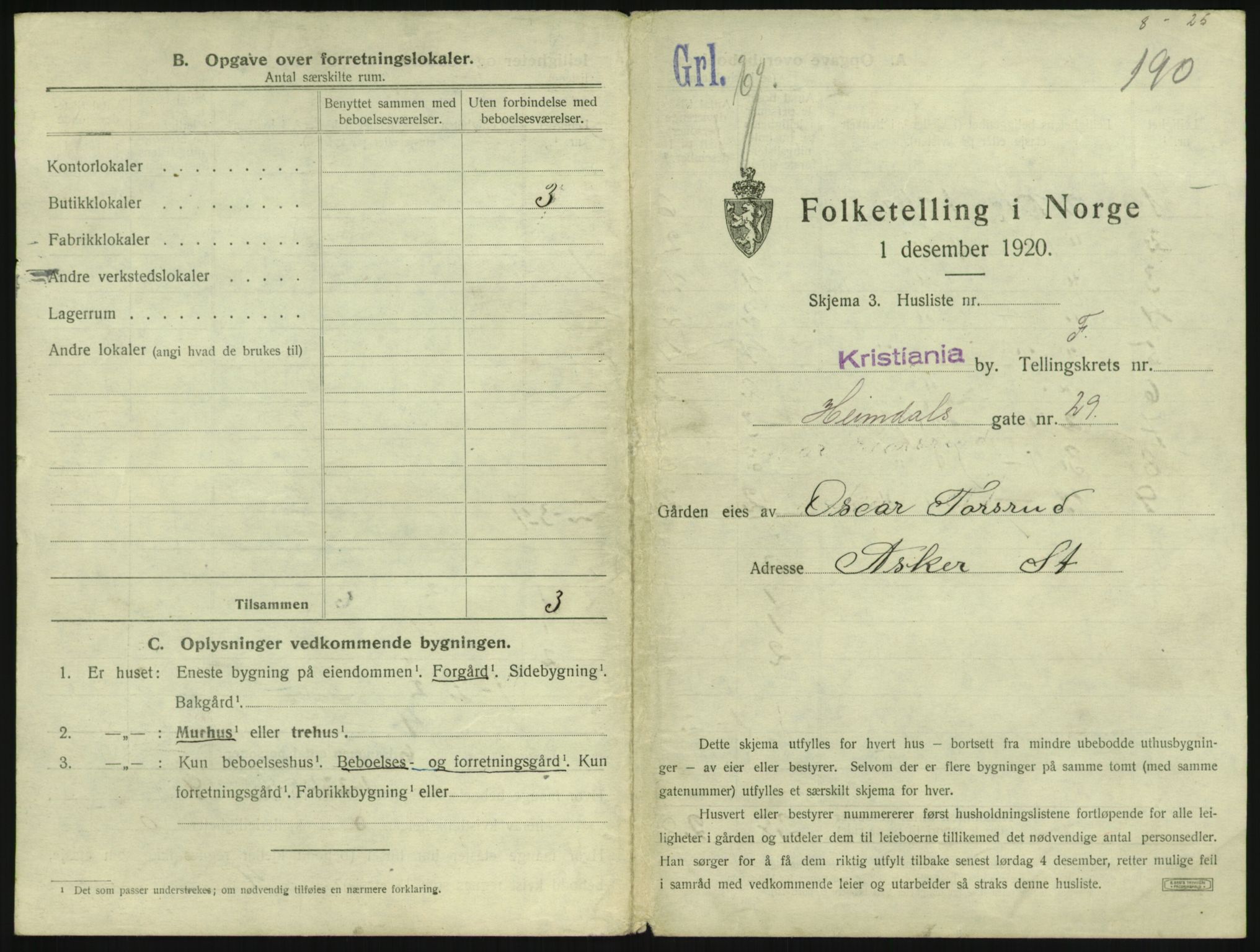 SAO, 1920 census for Kristiania, 1920, p. 37838
