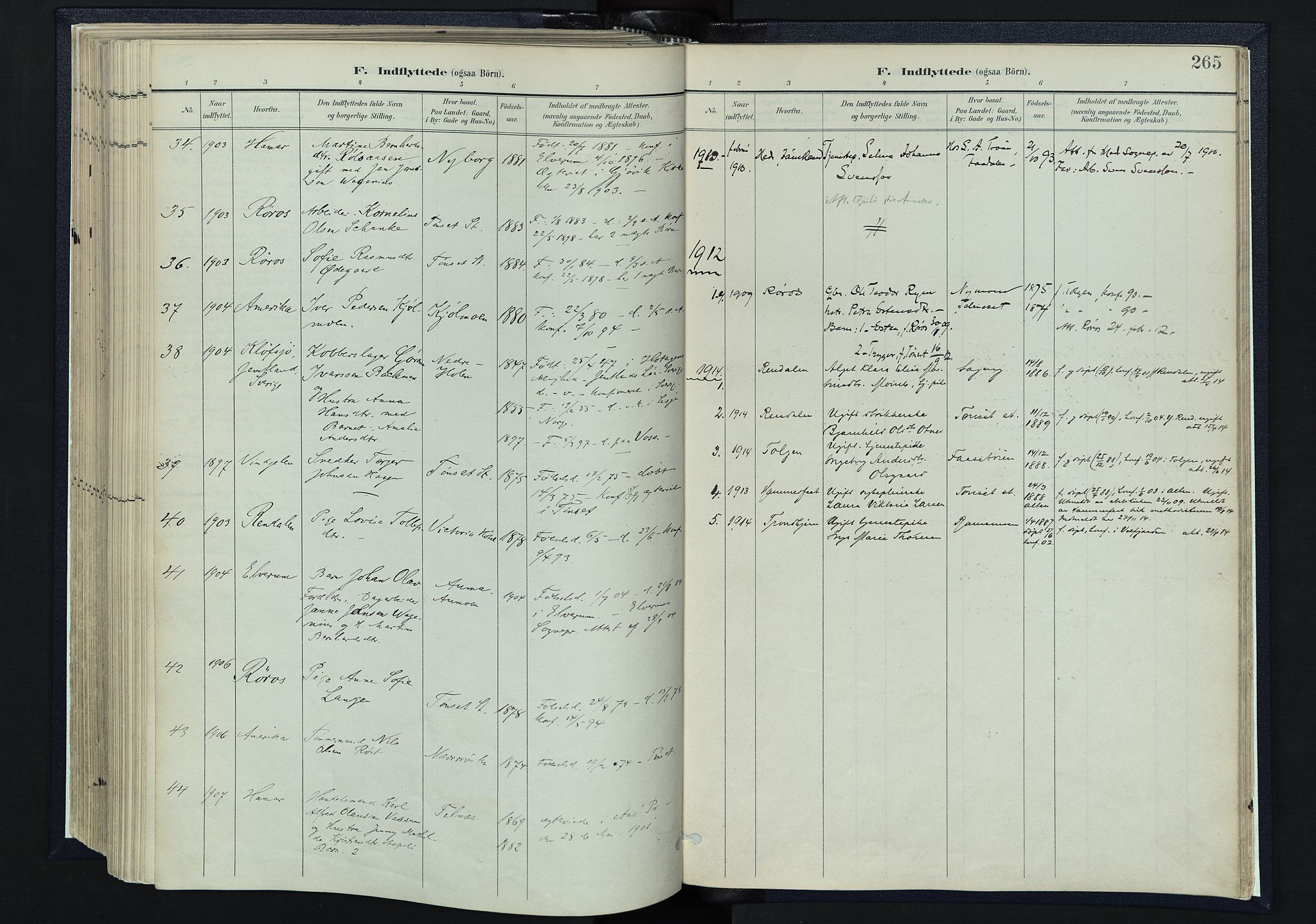 Tynset prestekontor, SAH/PREST-058/H/Ha/Haa/L0025: Parish register (official) no. 25, 1900-1914, p. 265