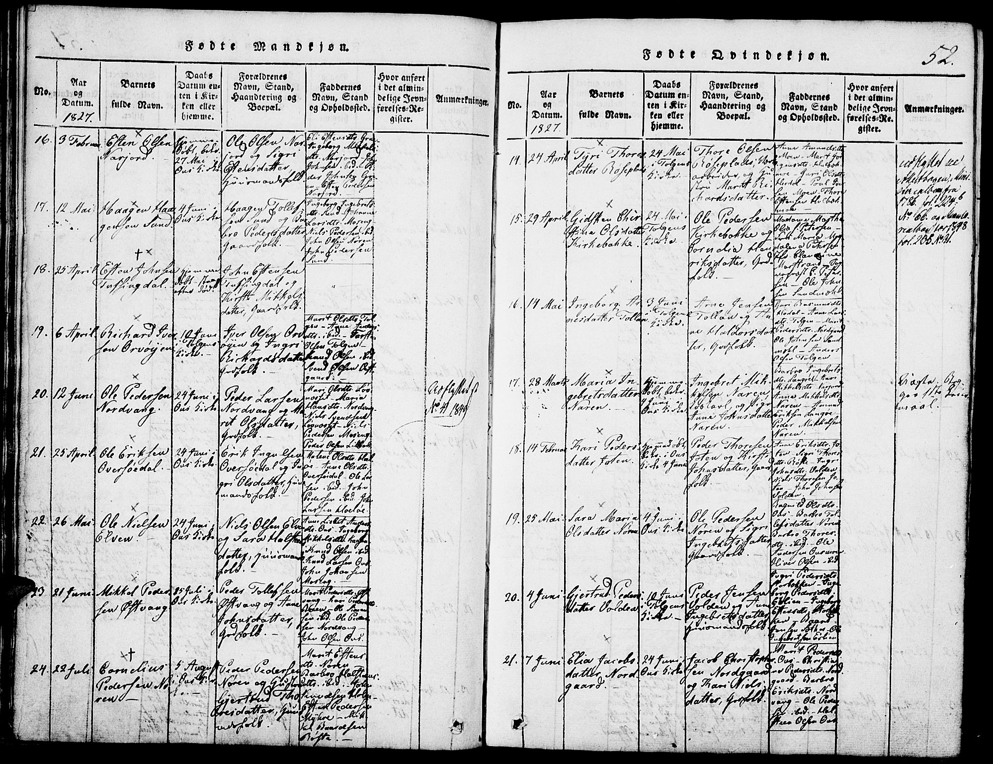 Tolga prestekontor, AV/SAH-PREST-062/K/L0004: Parish register (official) no. 4, 1815-1836, p. 52