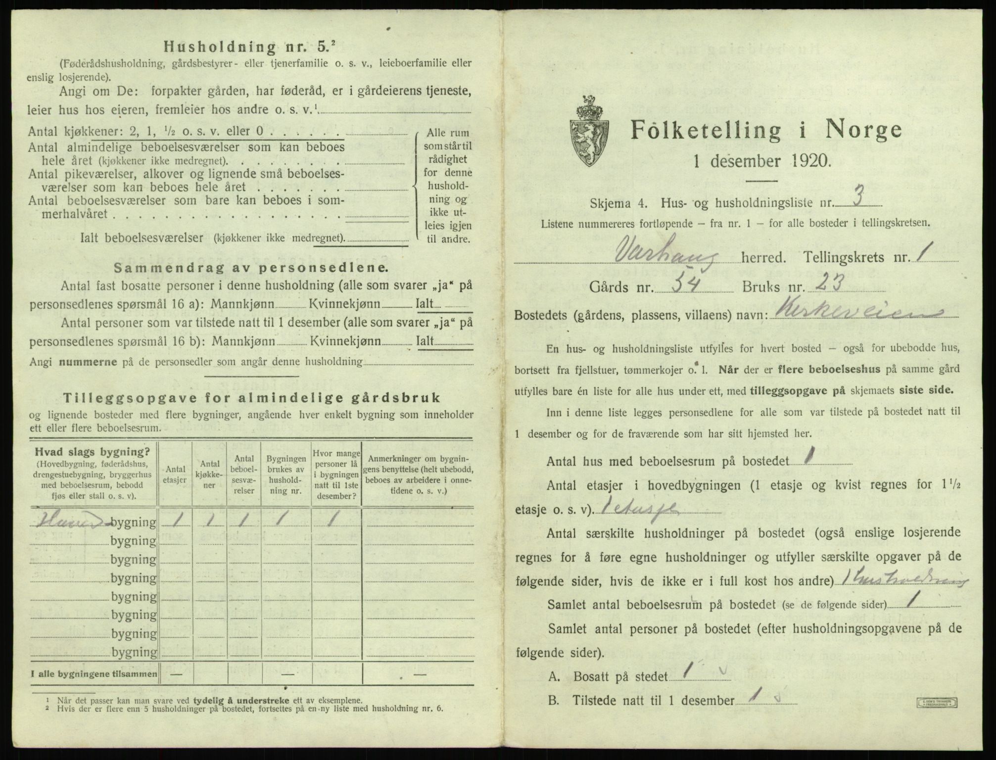 SAST, 1920 census for Varhaug, 1920, p. 33