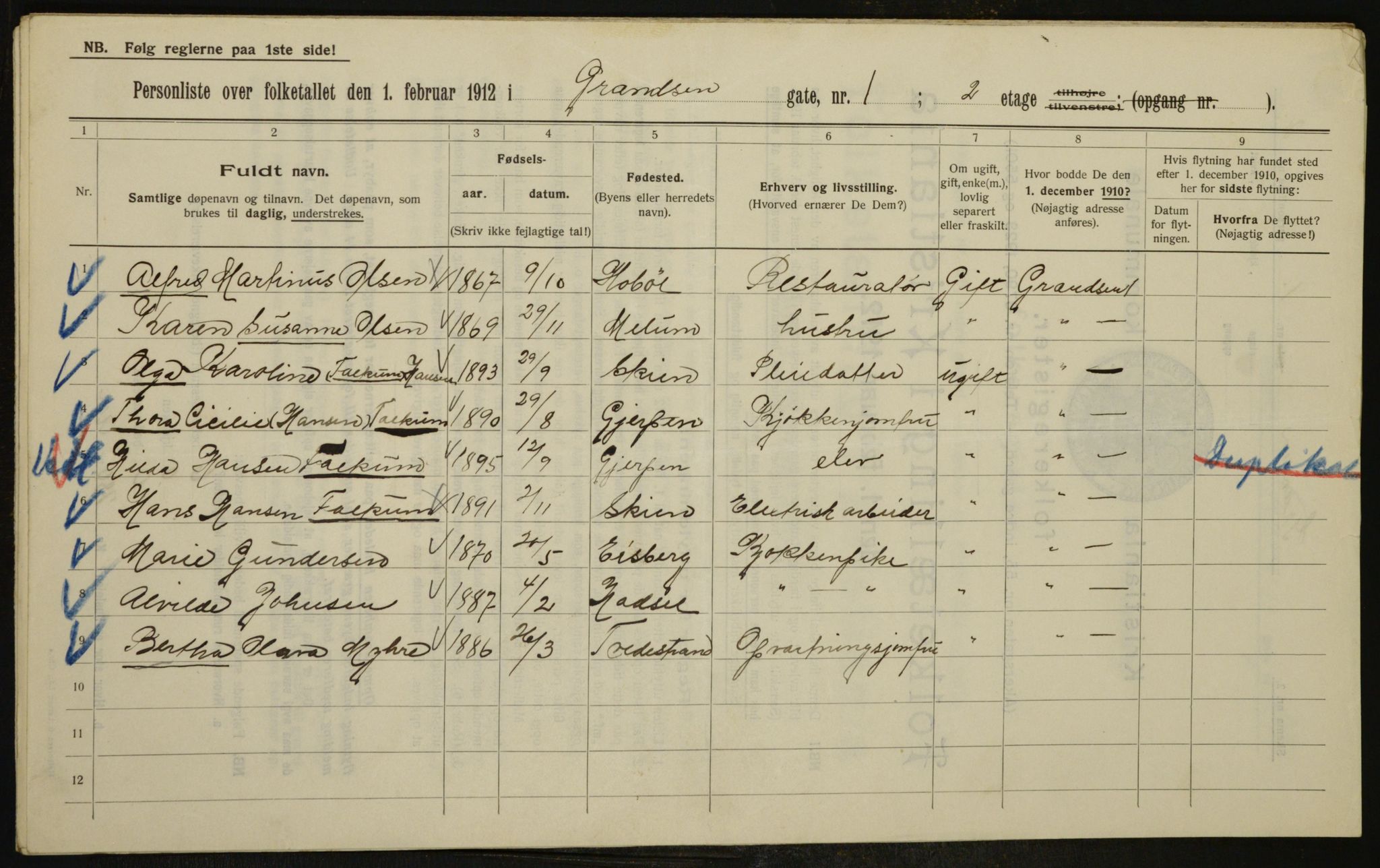 OBA, Municipal Census 1912 for Kristiania, 1912, p. 29512