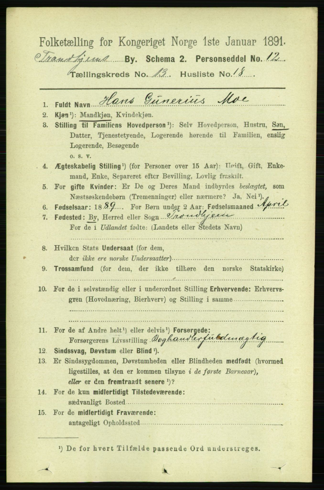 RA, 1891 census for 1601 Trondheim, 1891, p. 10426