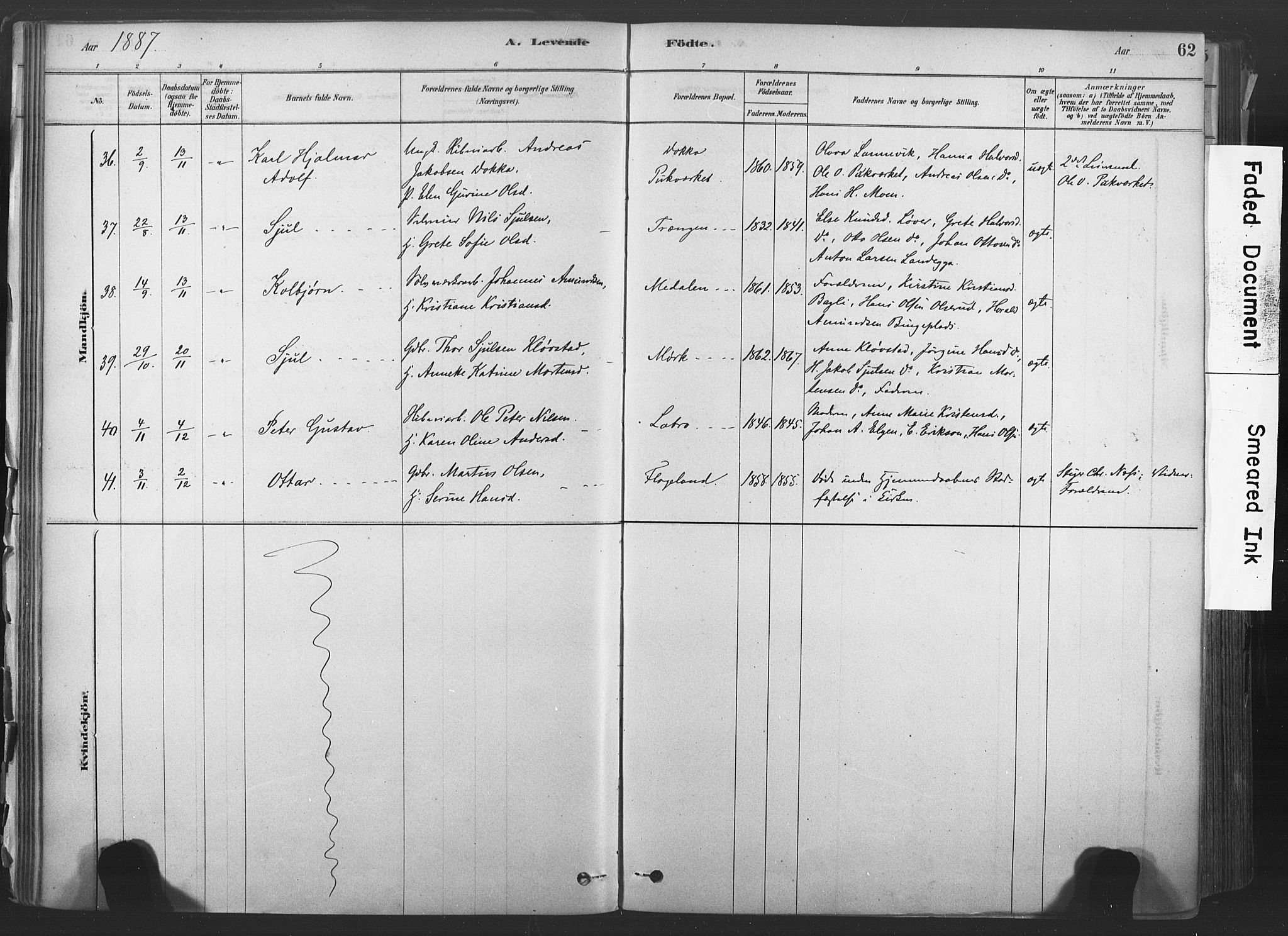 Sandsvær kirkebøker, AV/SAKO-A-244/F/Fd/L0001: Parish register (official) no. IV 1, 1878-1906, p. 62