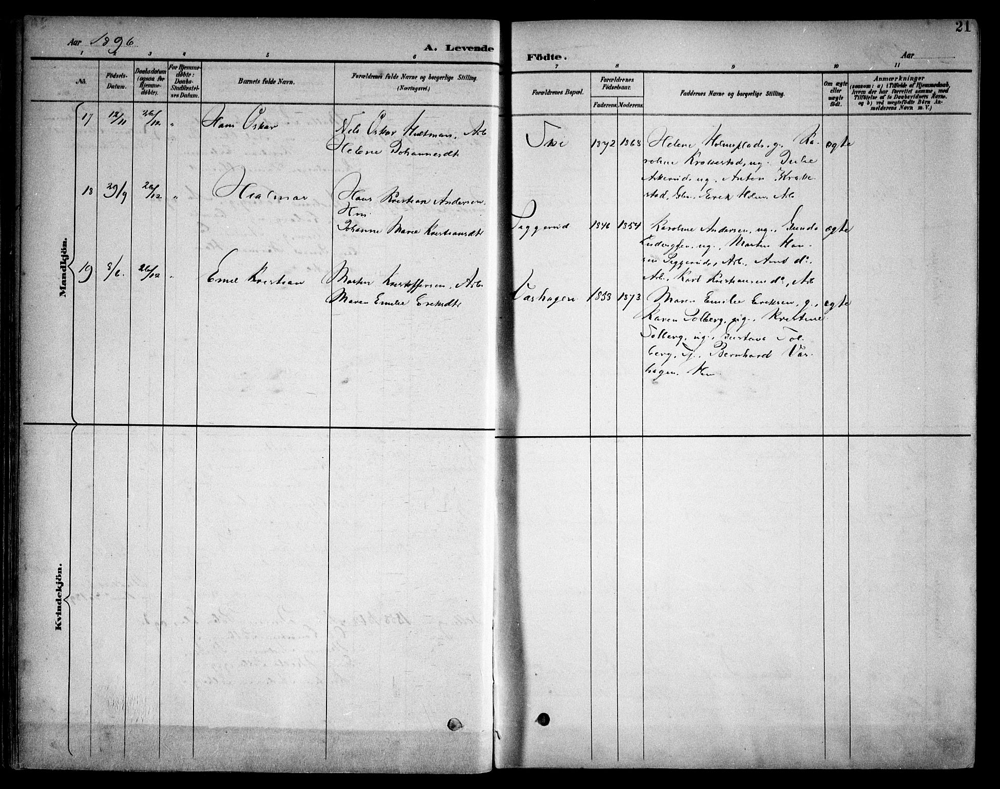 Kråkstad prestekontor Kirkebøker, SAO/A-10125a/F/Fb/L0002: Parish register (official) no. II 2, 1893-1917, p. 21