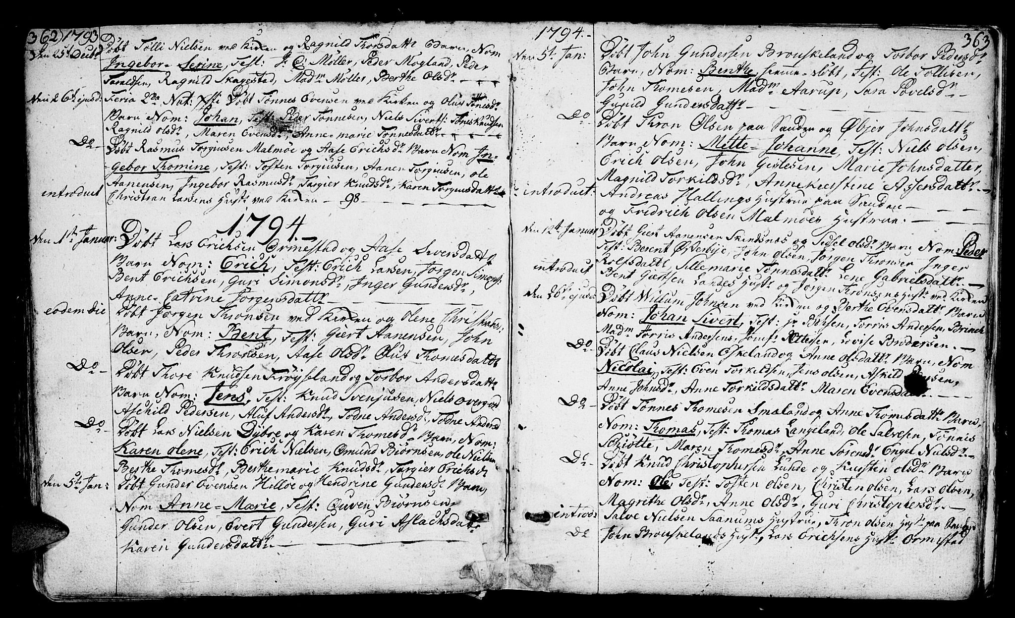 Mandal sokneprestkontor, AV/SAK-1111-0030/F/Fa/Faa/L0003: Parish register (official) no. A 3, 1748-1794, p. 362-363