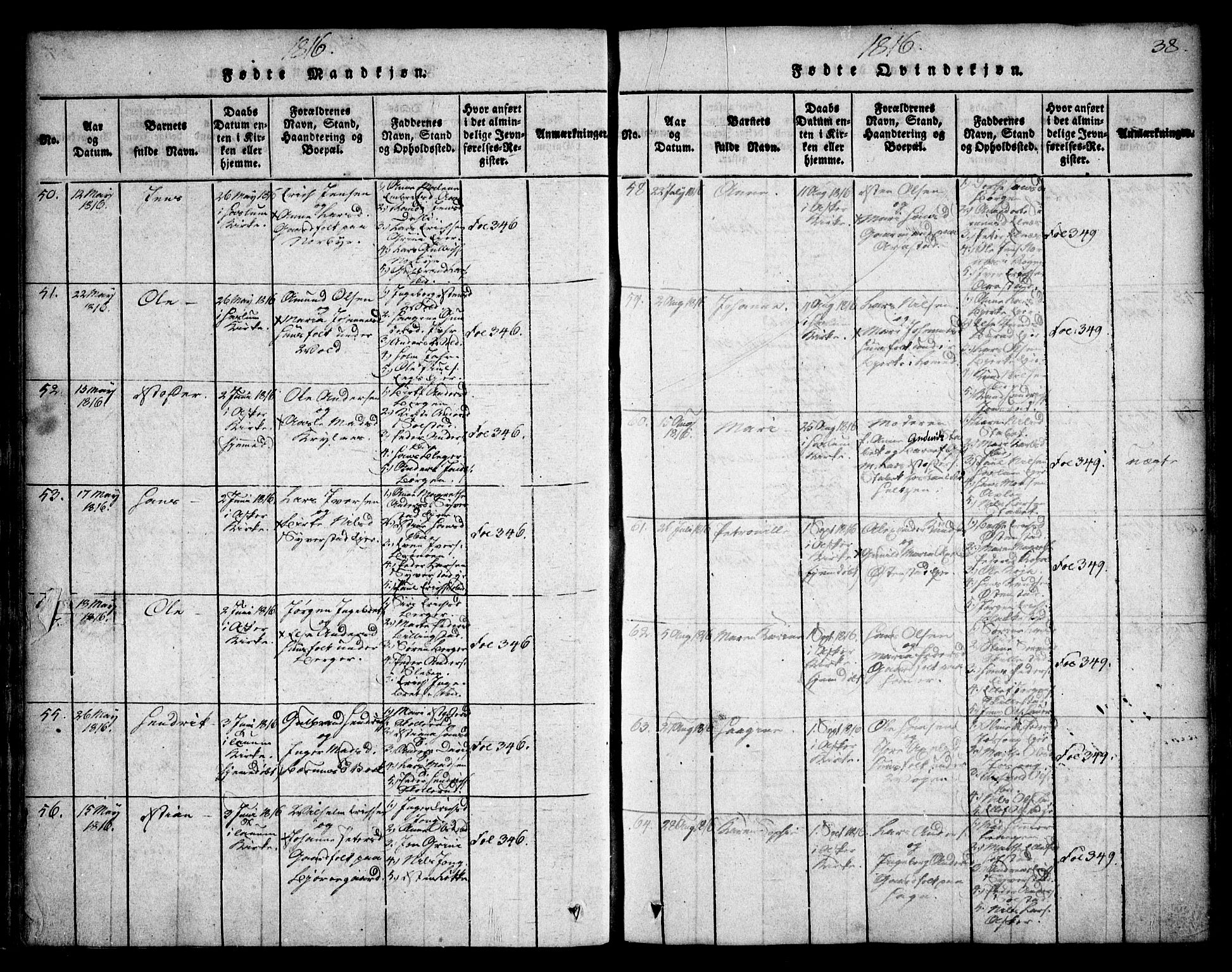 Asker prestekontor Kirkebøker, AV/SAO-A-10256a/F/Fa/L0006: Parish register (official) no. I 6, 1814-1824, p. 38