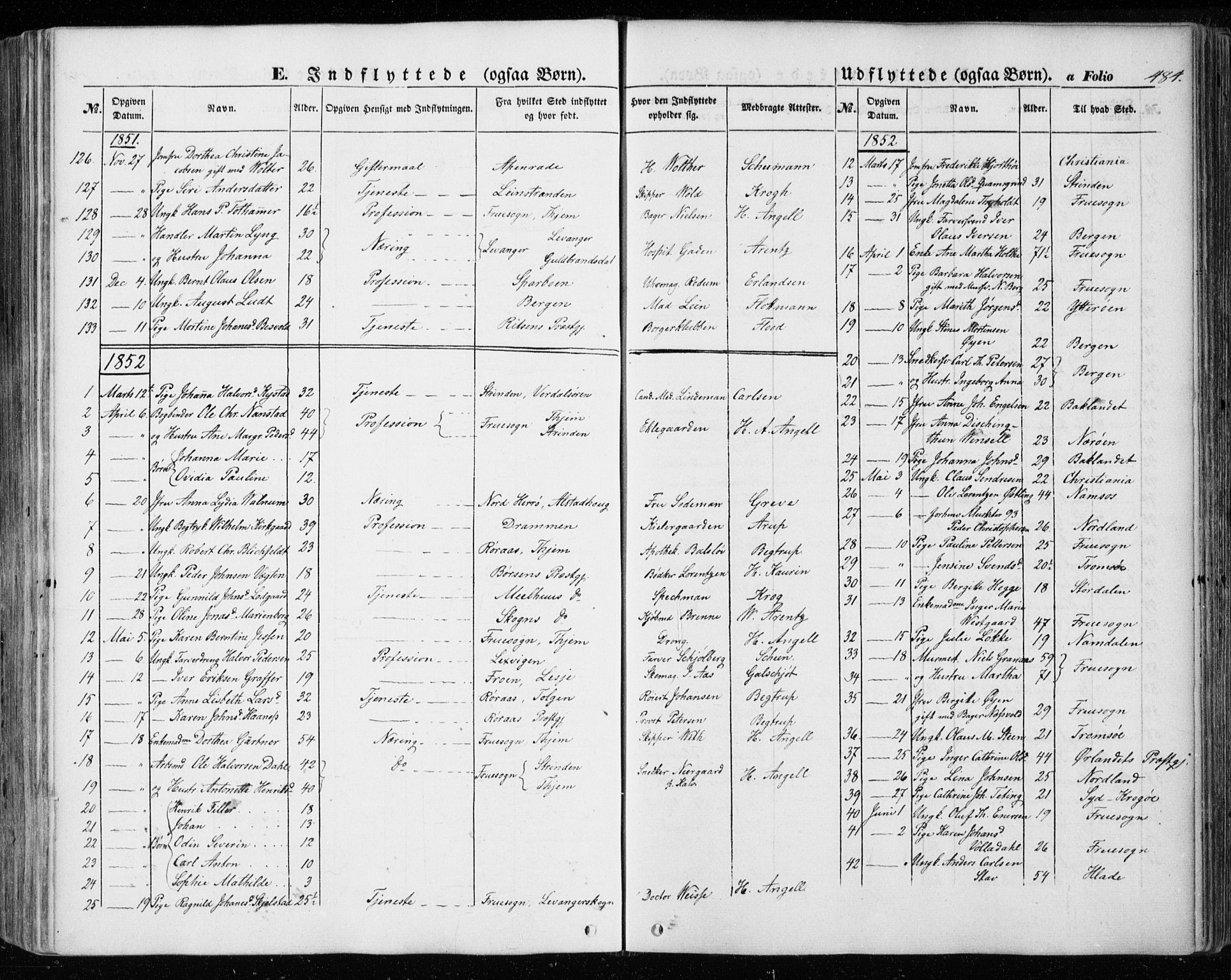 Ministerialprotokoller, klokkerbøker og fødselsregistre - Sør-Trøndelag, SAT/A-1456/601/L0051: Parish register (official) no. 601A19, 1848-1857, p. 484