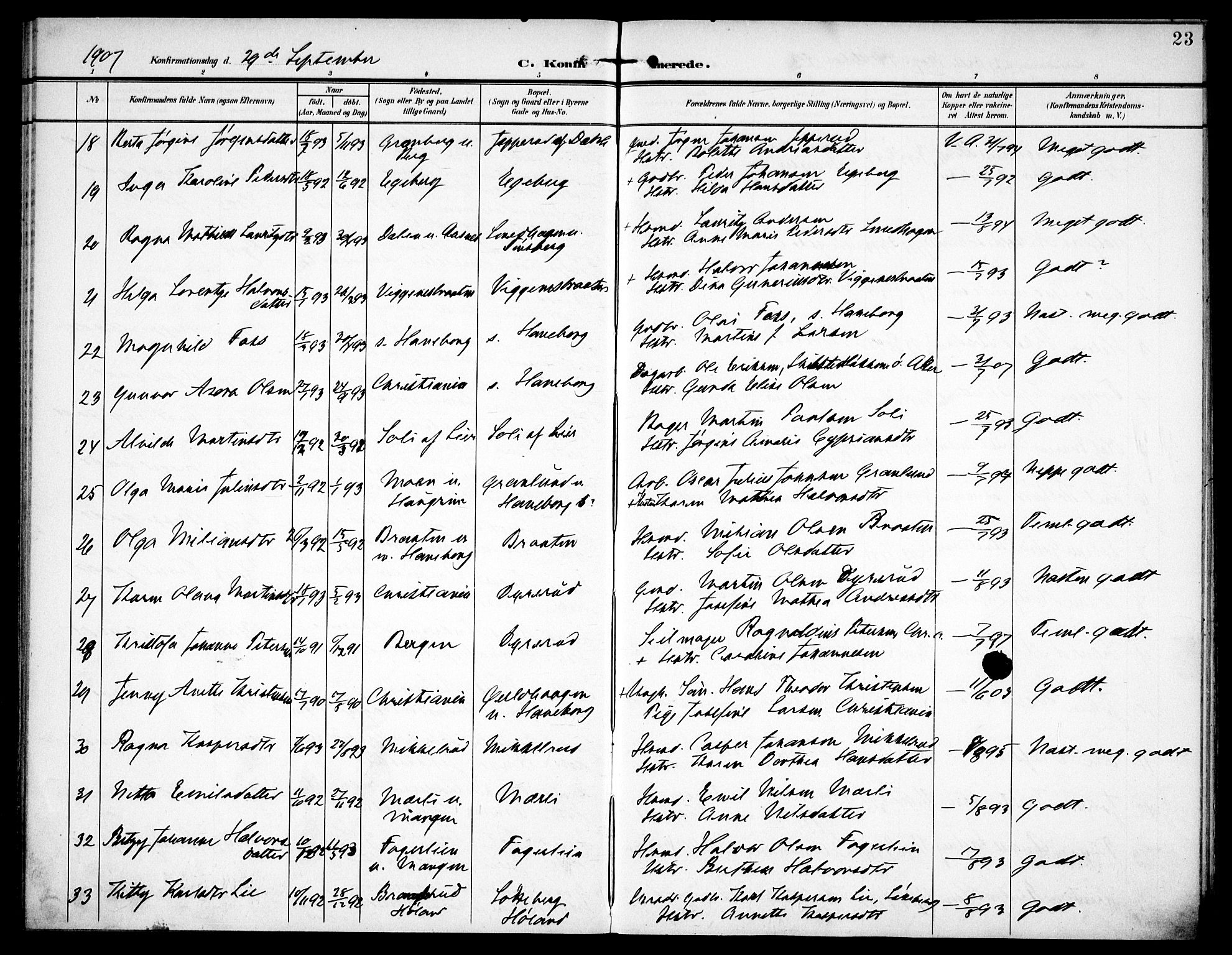 Aurskog prestekontor Kirkebøker, SAO/A-10304a/F/Fa/L0012: Parish register (official) no. I 12, 1902-1915, p. 23