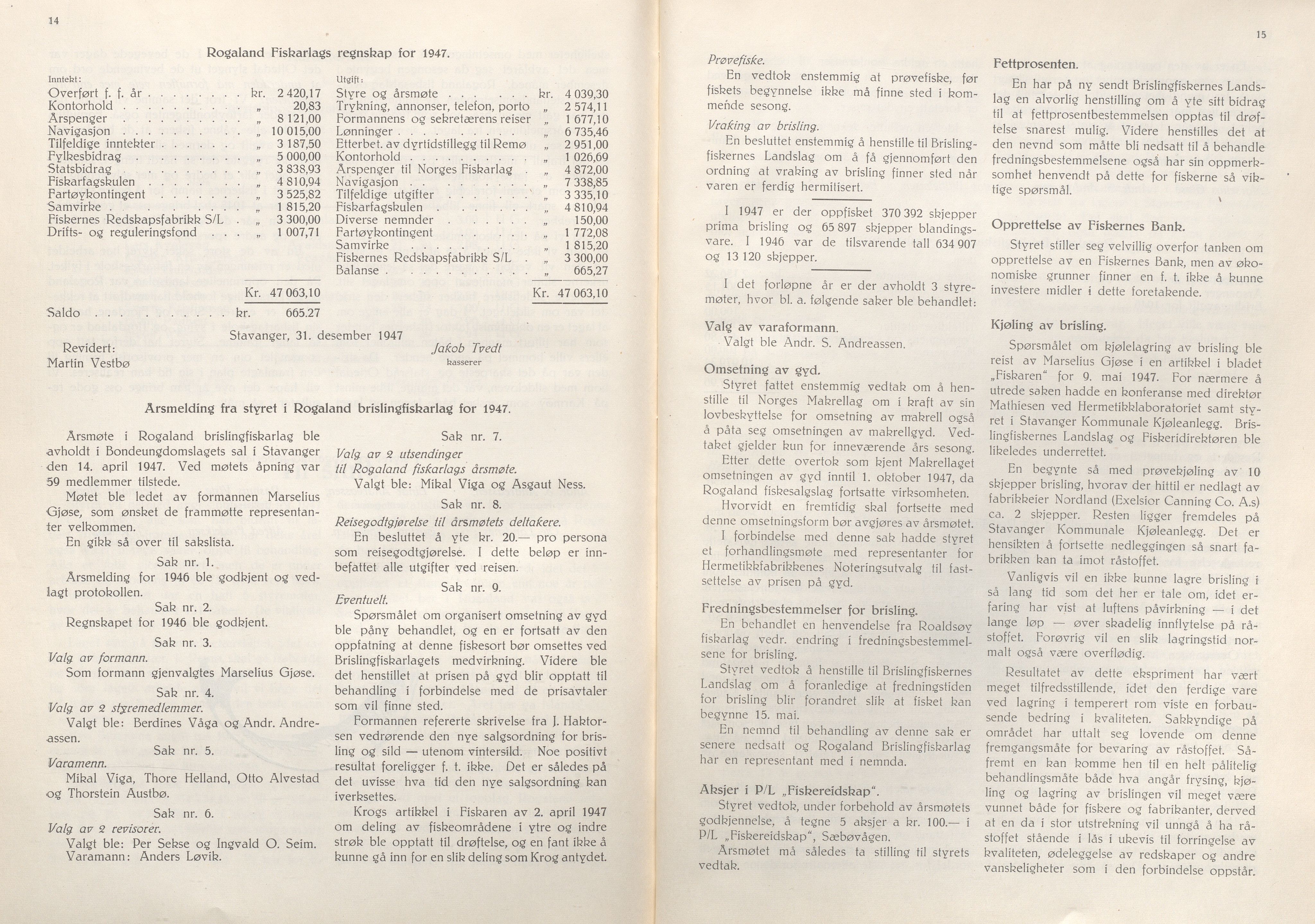 Rogaland fylkeskommune - Fylkesrådmannen , IKAR/A-900/A/Aa/Aaa/L0067: Møtebok , 1948, p. 14-15