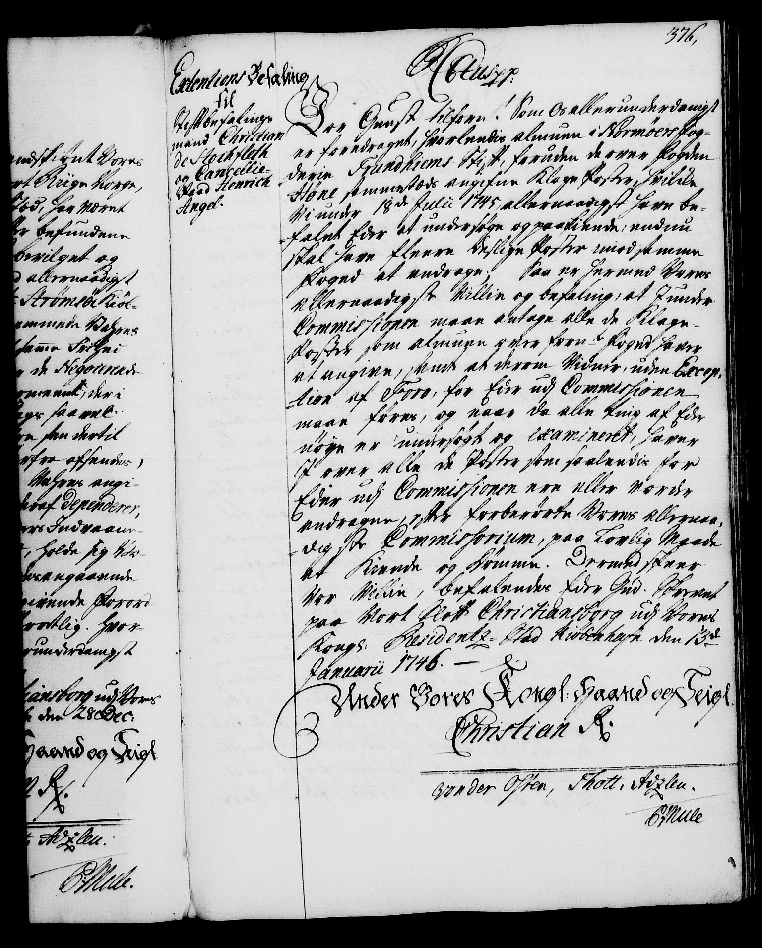 Rentekammeret, Kammerkanselliet, RA/EA-3111/G/Gg/Gga/L0005: Norsk ekspedisjonsprotokoll med register (merket RK 53.5), 1741-1749, p. 376