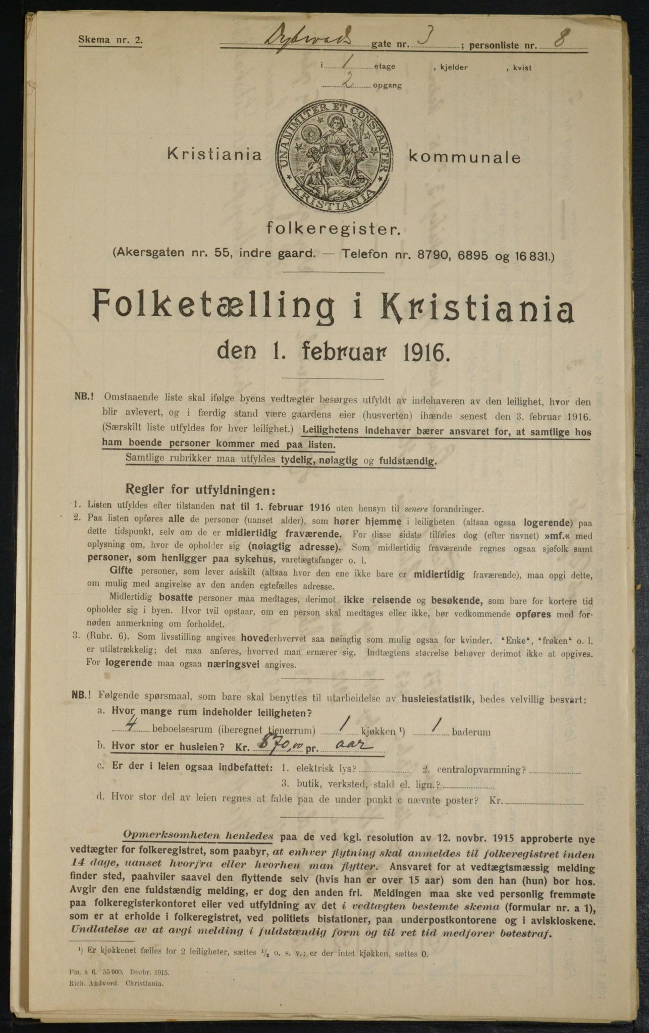 OBA, Municipal Census 1916 for Kristiania, 1916, p. 17558