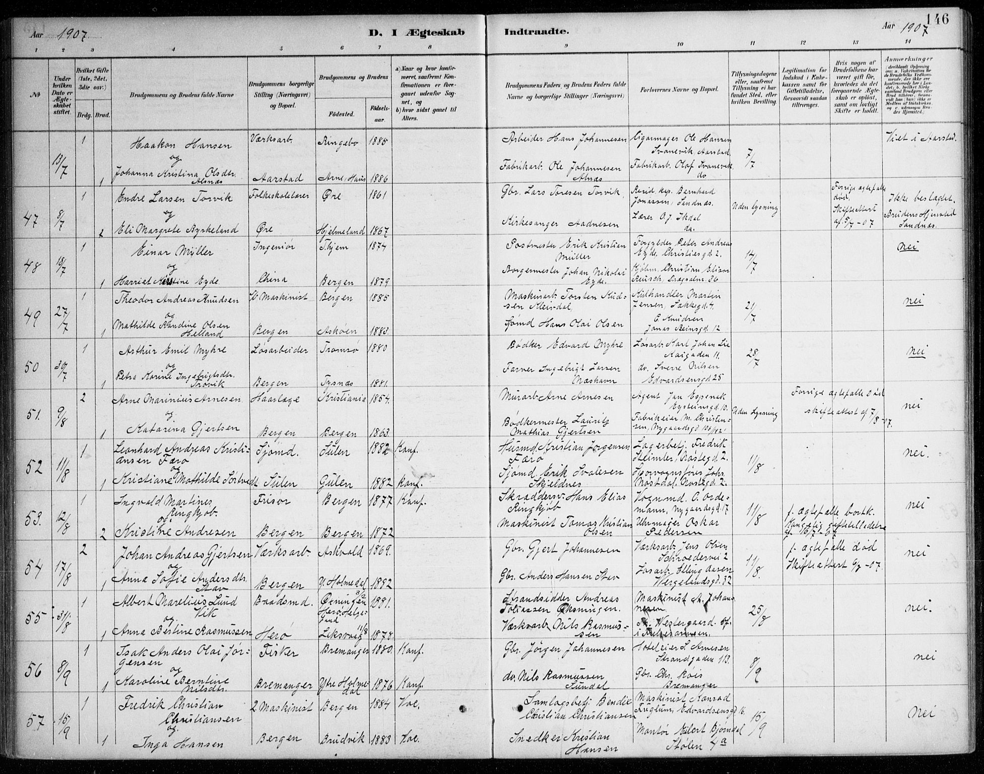 Johanneskirken sokneprestembete, SAB/A-76001/H/Haa/L0012: Parish register (official) no. D 1, 1885-1912, p. 146
