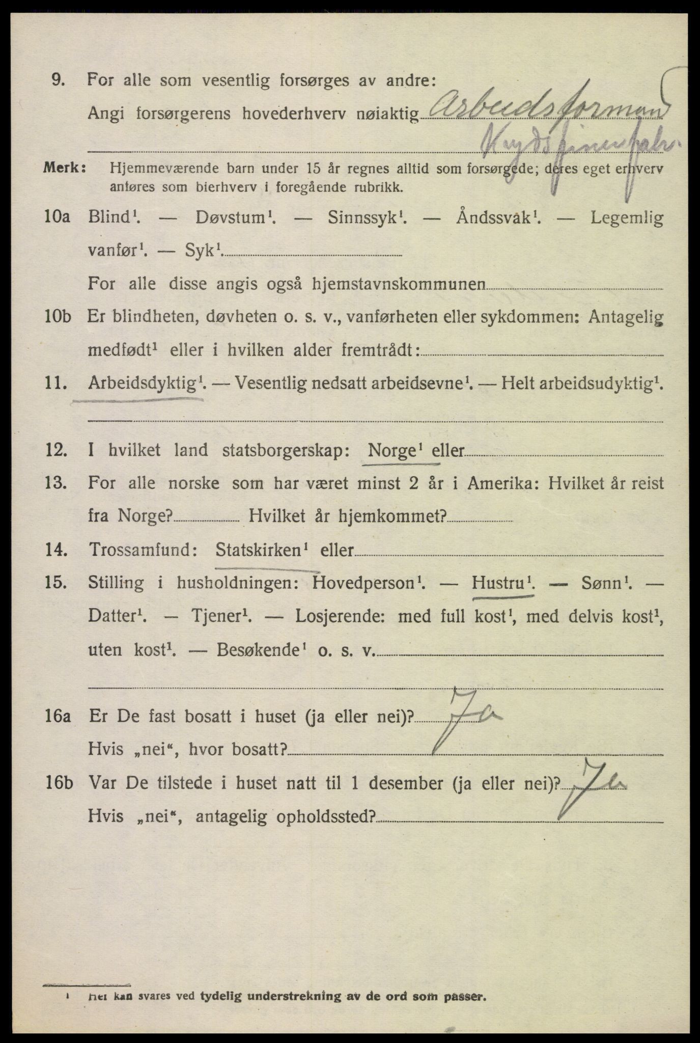 SAK, 1920 census for Oddernes, 1920, p. 5156