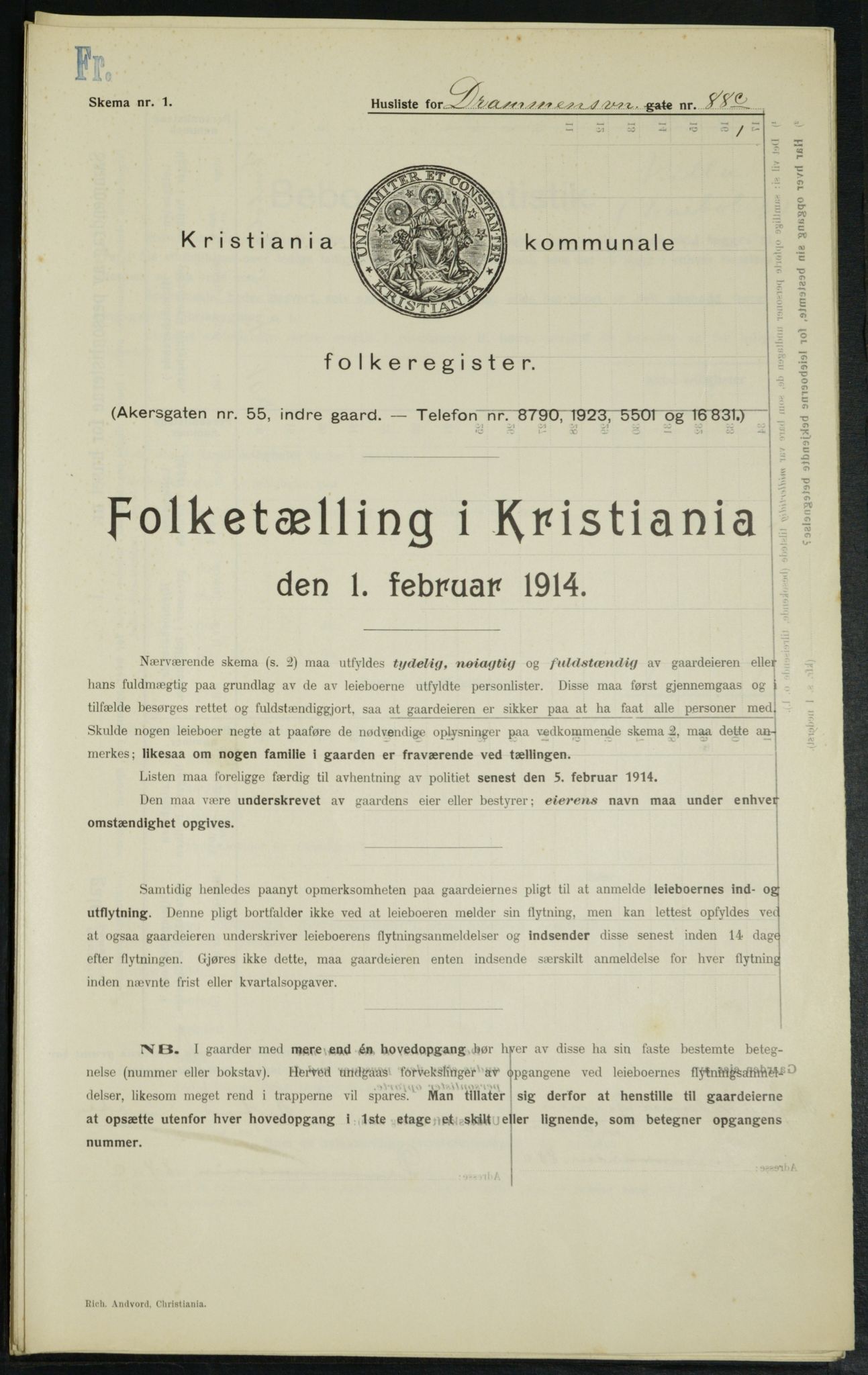 OBA, Municipal Census 1914 for Kristiania, 1914, p. 17101