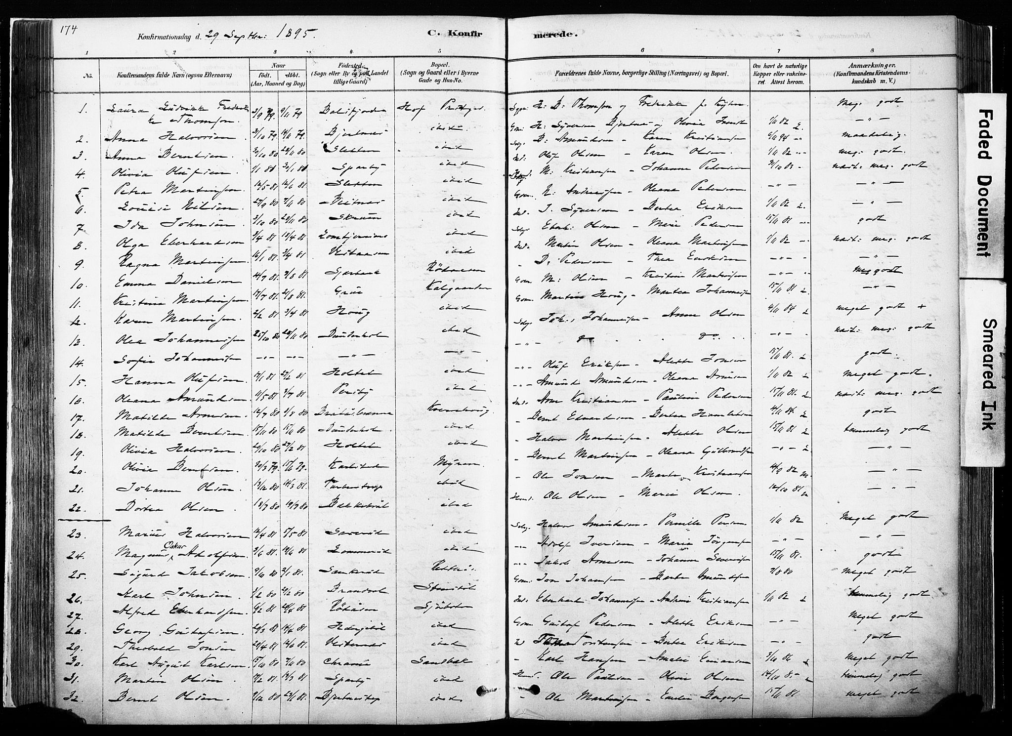 Hof prestekontor, AV/SAH-PREST-038/H/Ha/Haa/L0010: Parish register (official) no. 10, 1878-1909, p. 174