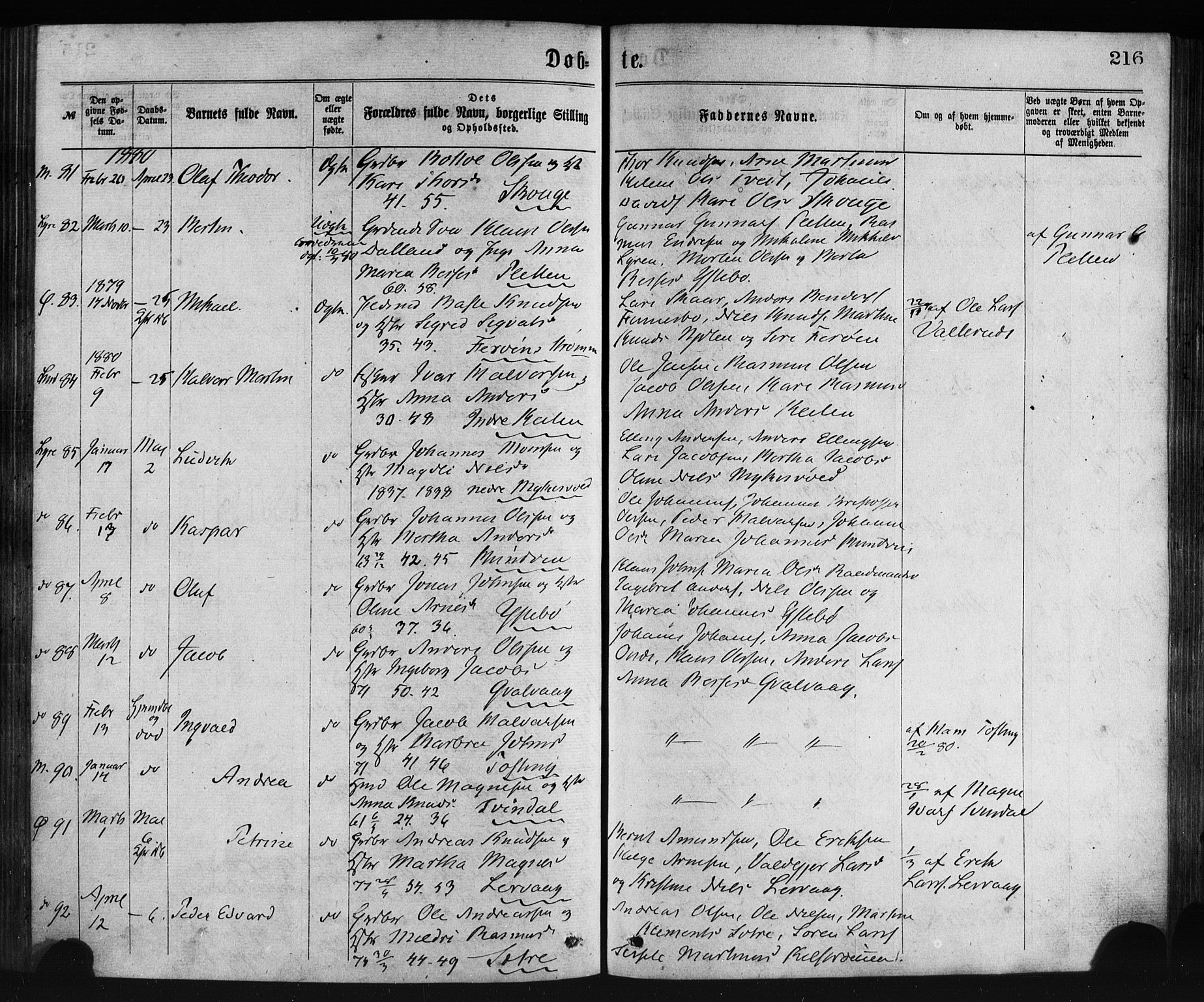 Lindås Sokneprestembete, SAB/A-76701/H/Haa: Parish register (official) no. A 18, 1869-1885, p. 216