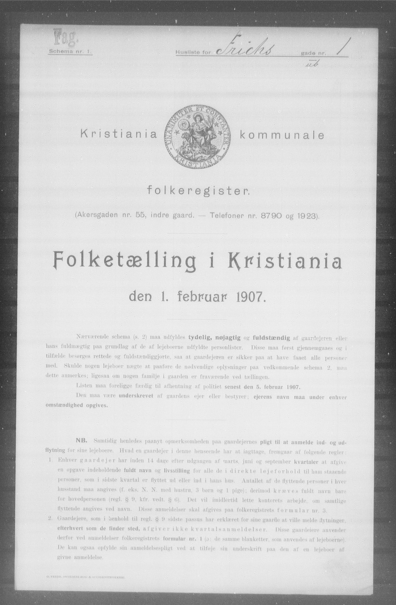OBA, Municipal Census 1907 for Kristiania, 1907, p. 13578
