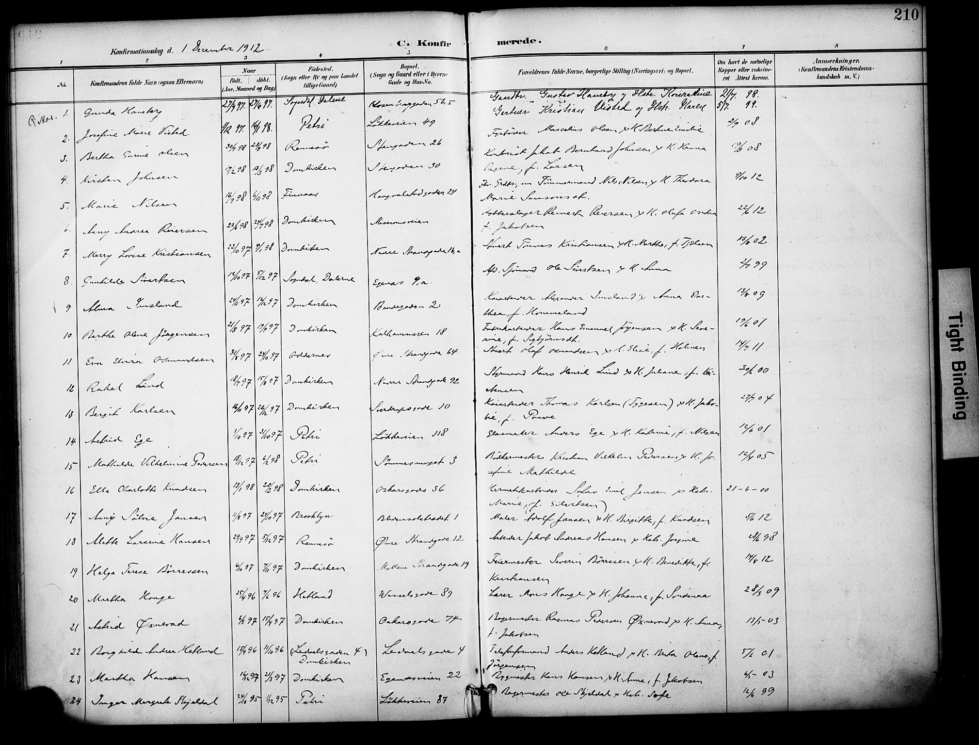 Domkirken sokneprestkontor, AV/SAST-A-101812/001/30/30BA/L0031: Parish register (official) no. A 30, 1896-1916, p. 210