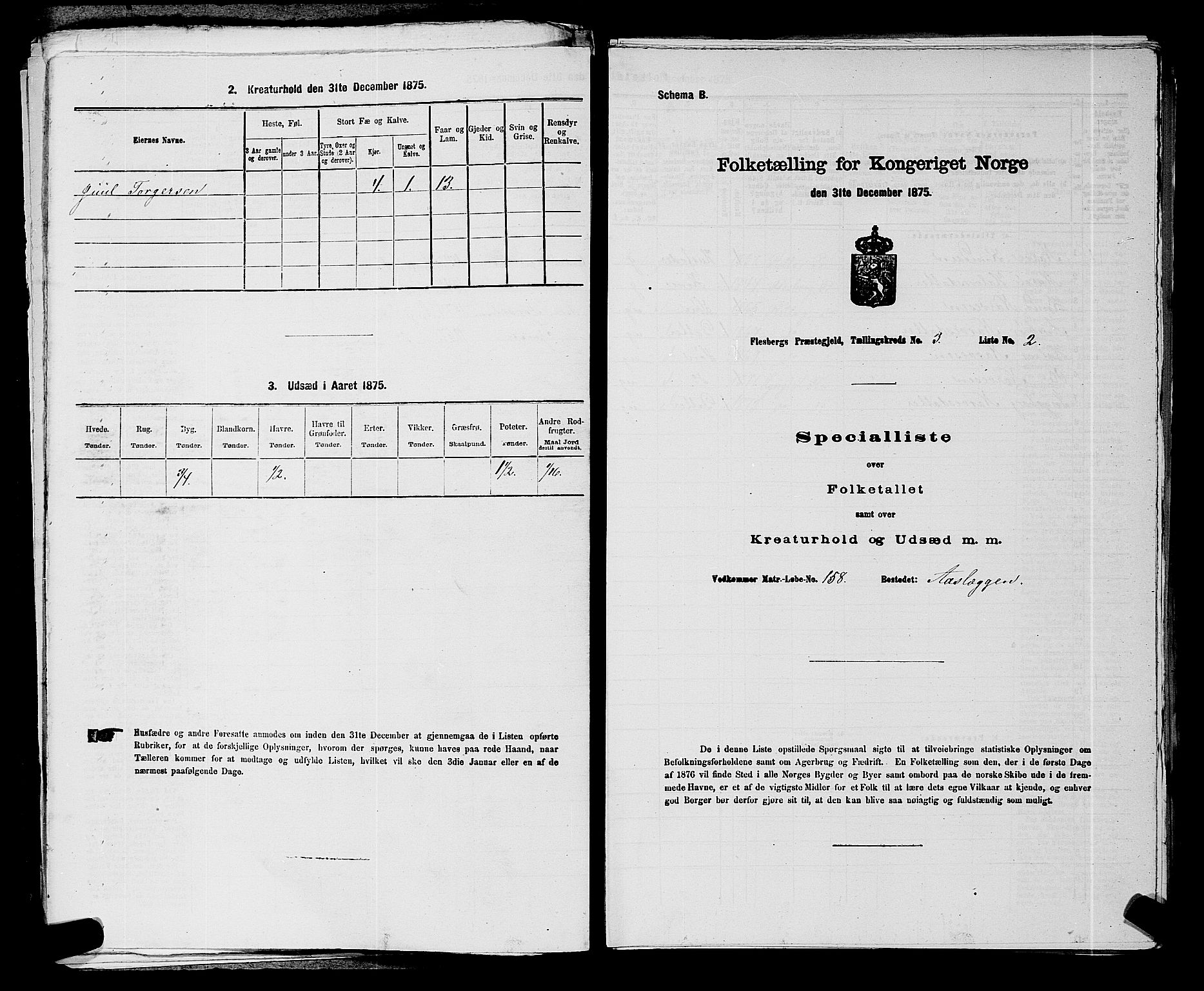 SAKO, 1875 census for 0631P Flesberg, 1875, p. 534