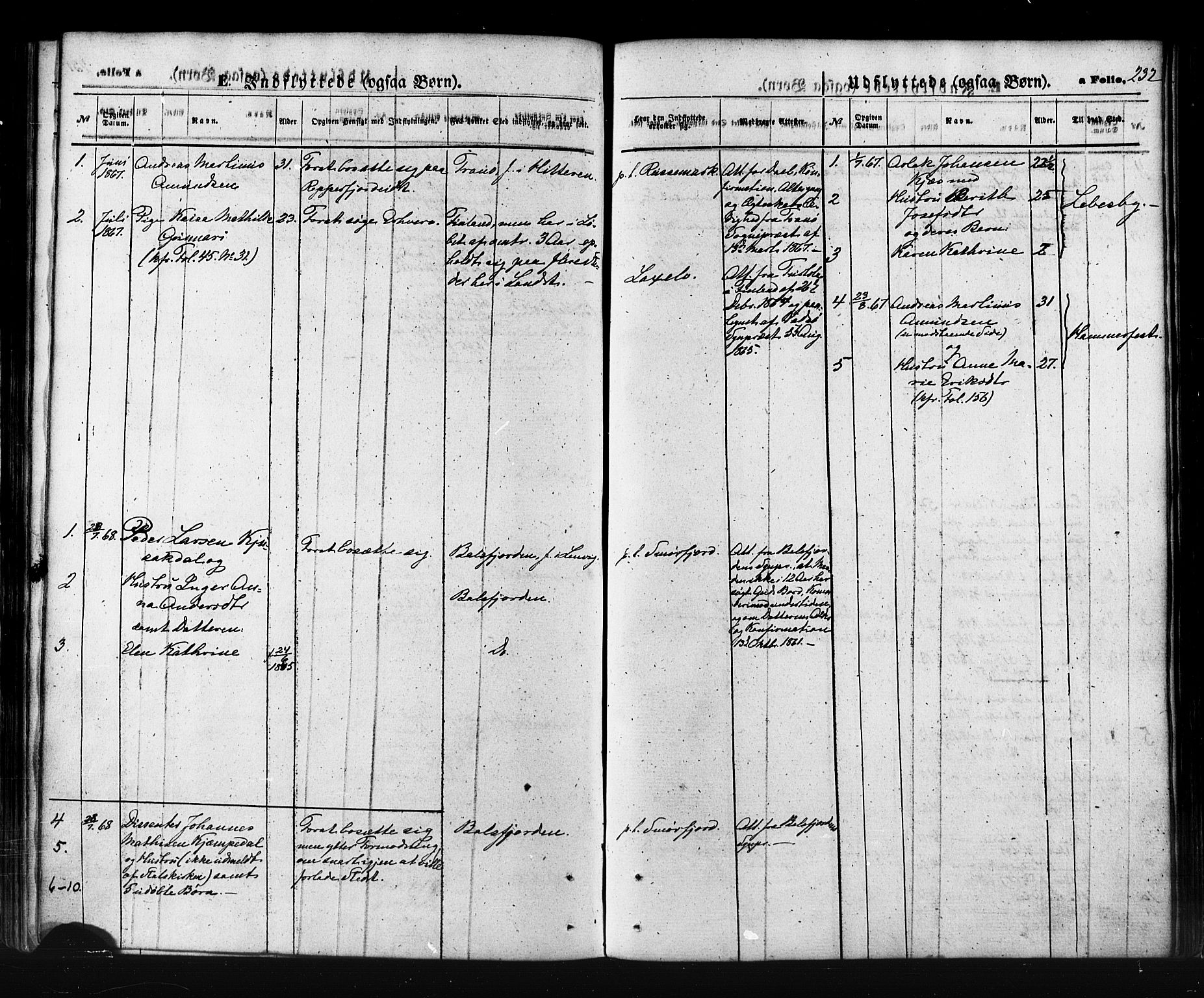 Kistrand/Porsanger sokneprestembete, SATØ/S-1351/H/Ha/L0005.kirke: Parish register (official) no. 5, 1860-1874, p. 232