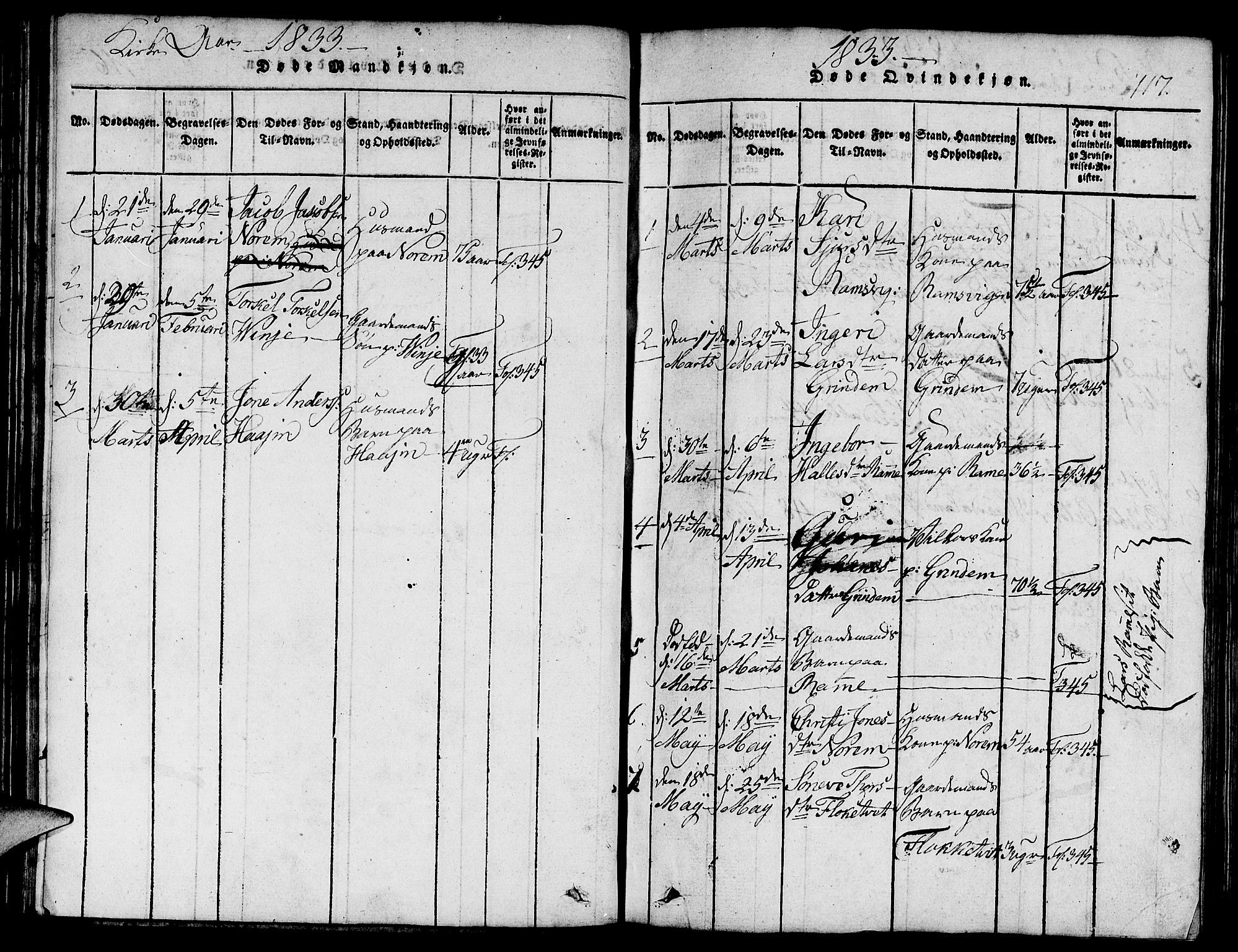Etne sokneprestembete, SAB/A-75001/H/Hab: Parish register (copy) no. C 1, 1816-1841, p. 117