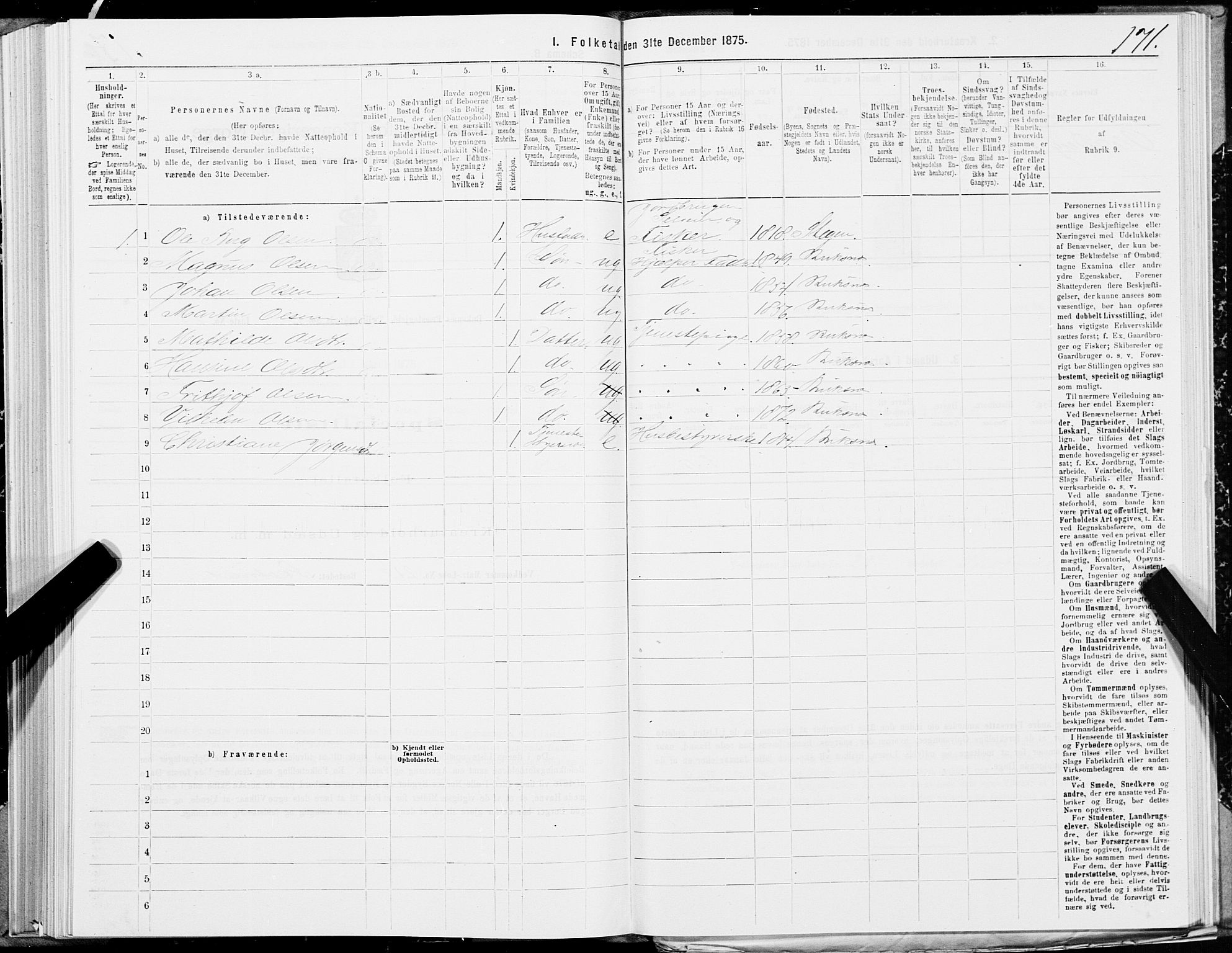 SAT, 1875 census for 1860P Buksnes, 1875, p. 1171