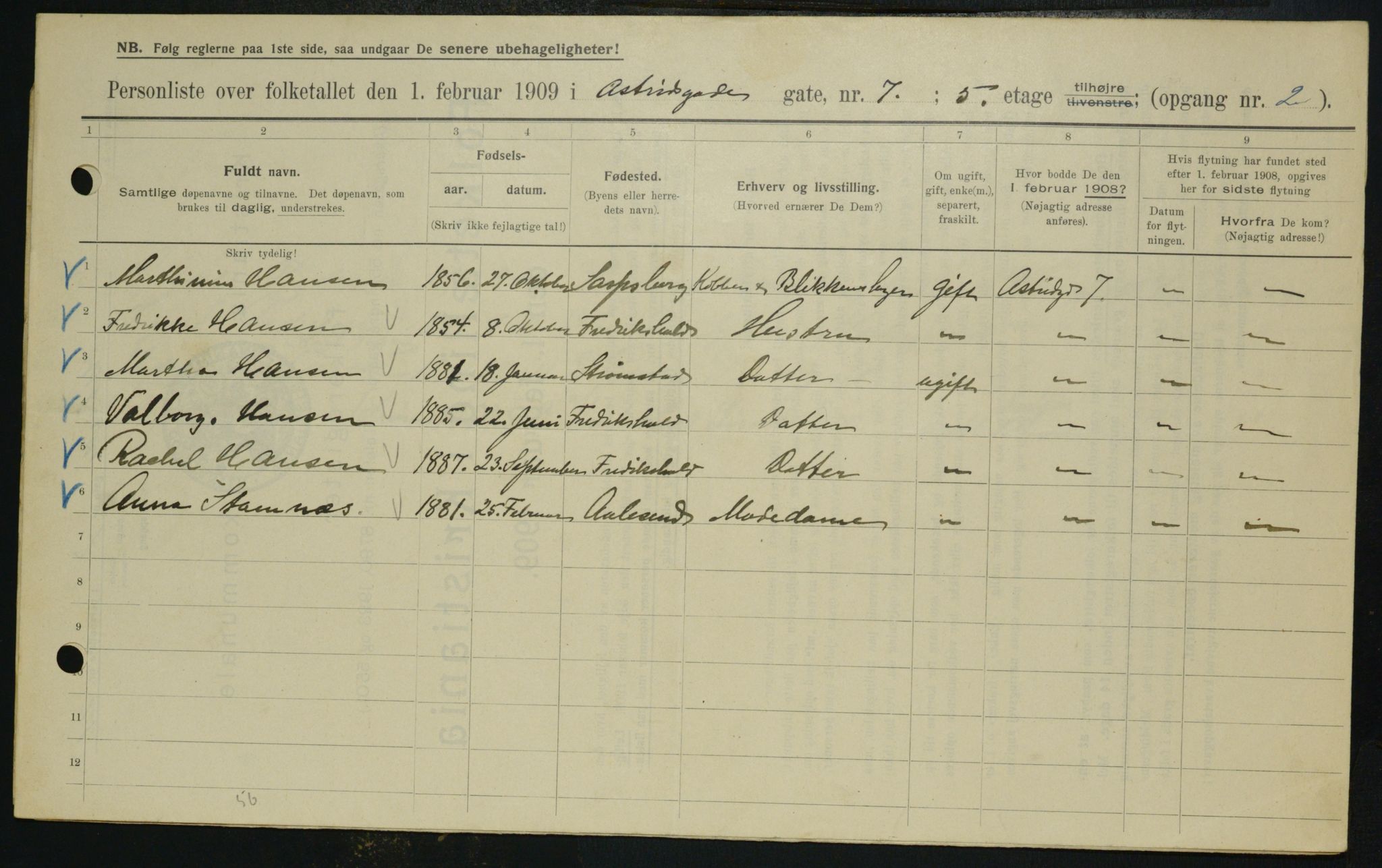 OBA, Municipal Census 1909 for Kristiania, 1909, p. 15653