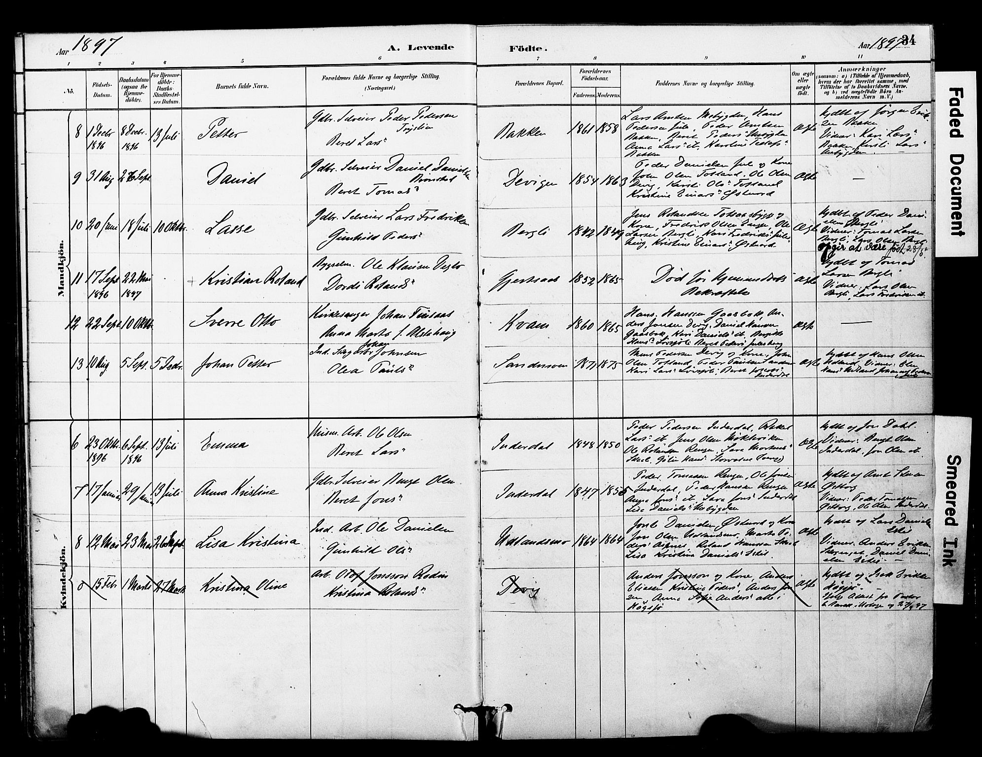 Ministerialprotokoller, klokkerbøker og fødselsregistre - Nord-Trøndelag, AV/SAT-A-1458/757/L0505: Parish register (official) no. 757A01, 1882-1904, p. 34