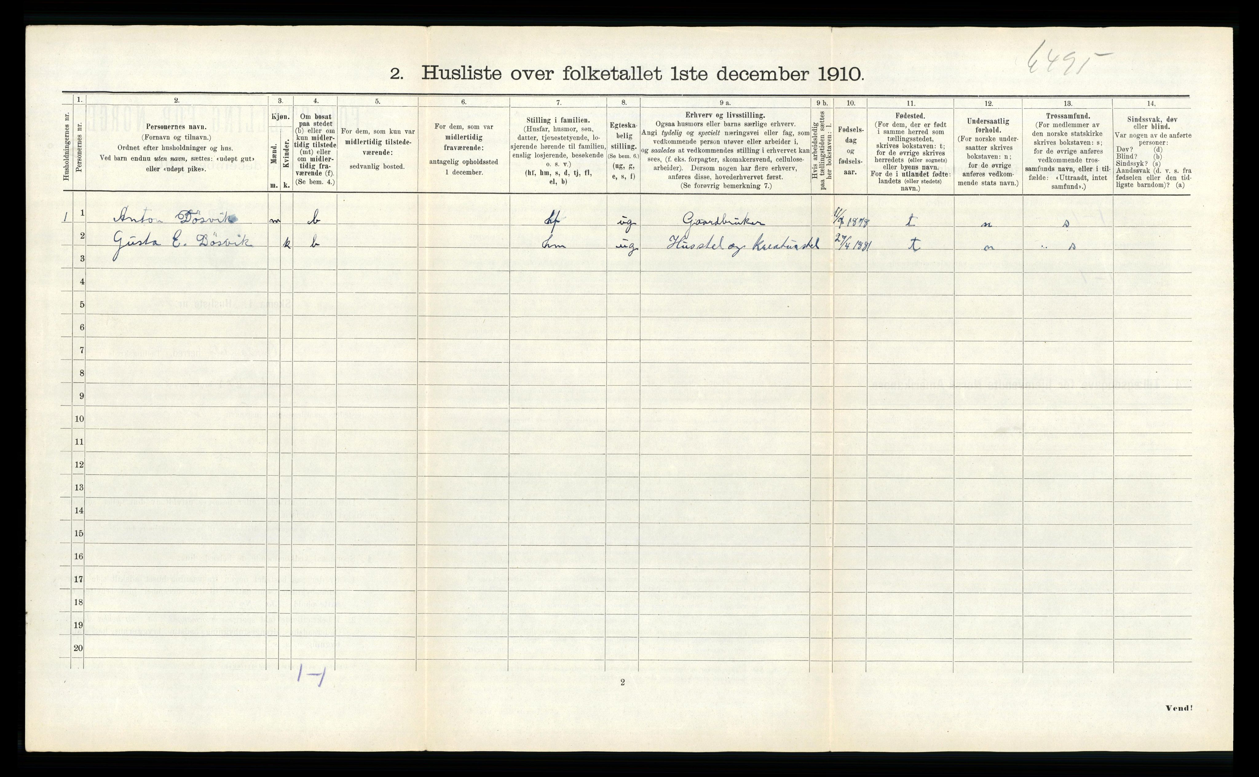 RA, 1910 census for Ørland, 1910, p. 990