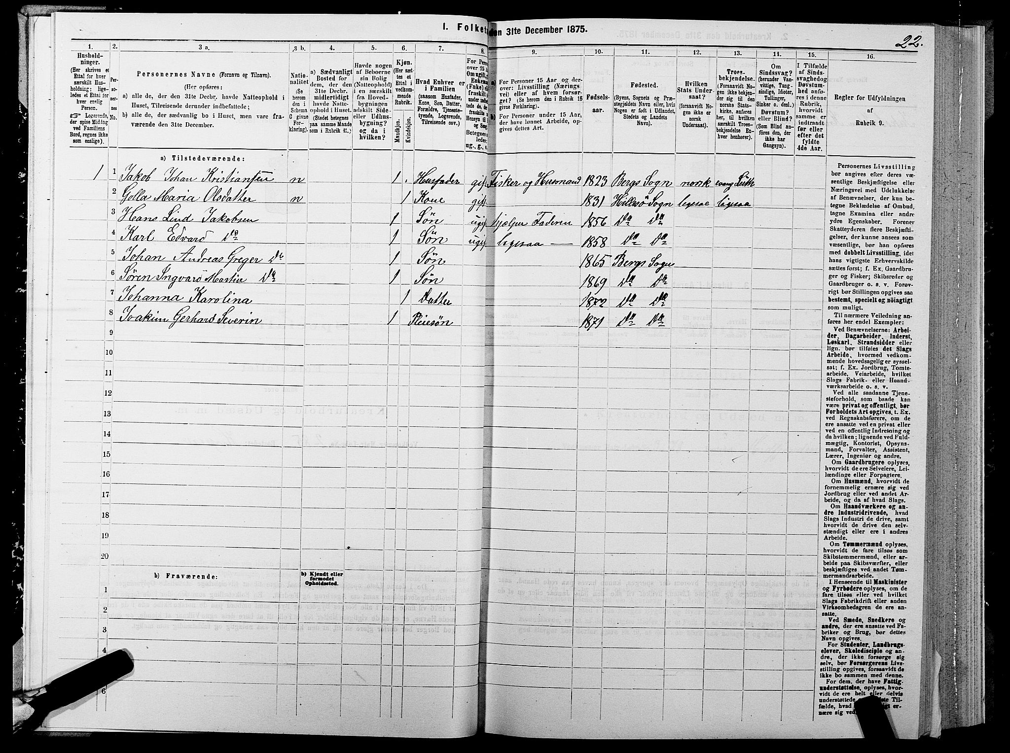 SATØ, 1875 census for 1929P Berg, 1875, p. 1022