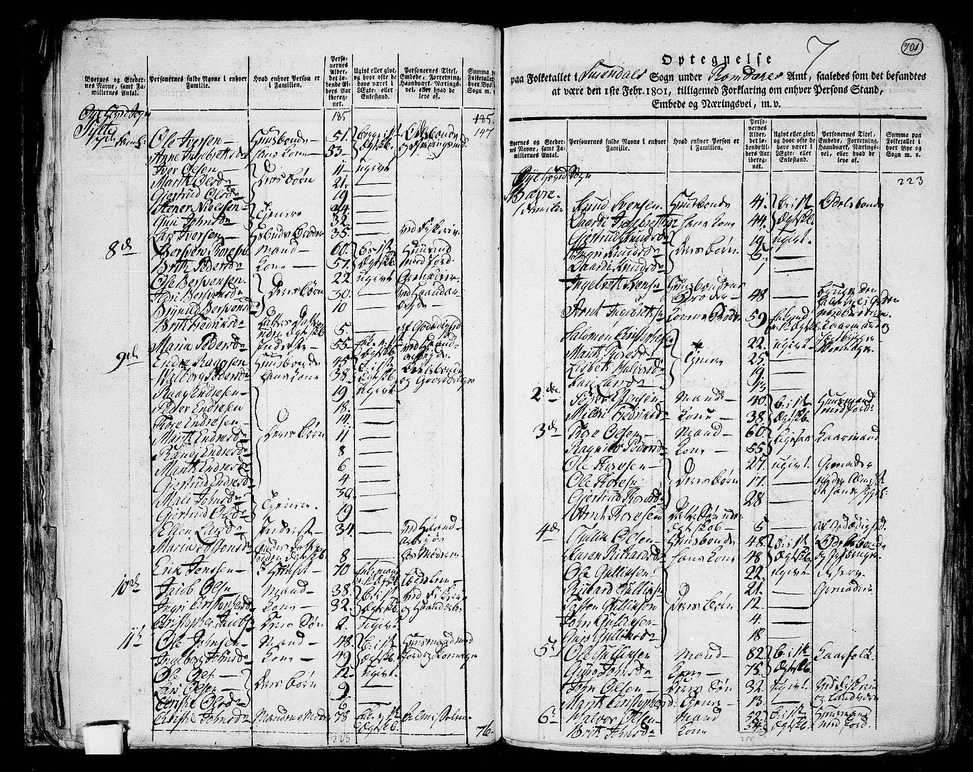 RA, 1801 census for 1566P Surnadal, 1801, p. 700b-701a