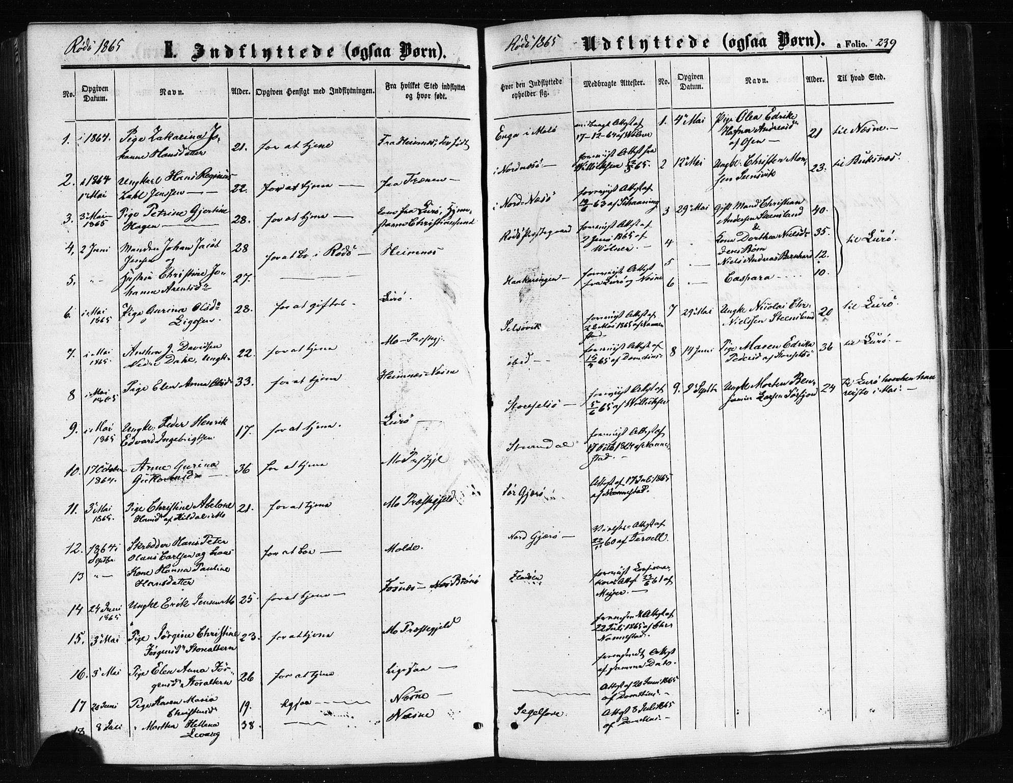 Ministerialprotokoller, klokkerbøker og fødselsregistre - Nordland, SAT/A-1459/841/L0607: Parish register (official) no. 841A11 /1, 1863-1877, p. 239