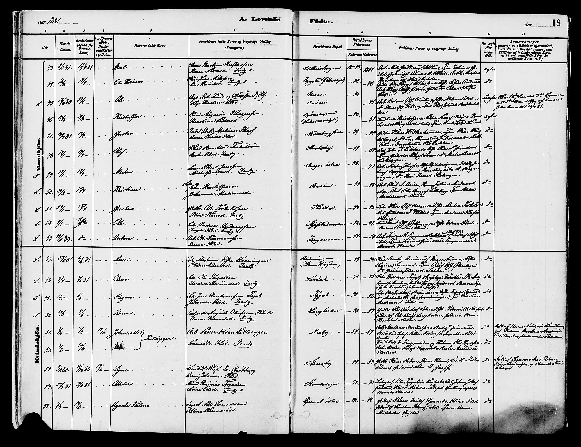 Elverum prestekontor, AV/SAH-PREST-044/H/Ha/Haa/L0013: Parish register (official) no. 13, 1880-1890, p. 18