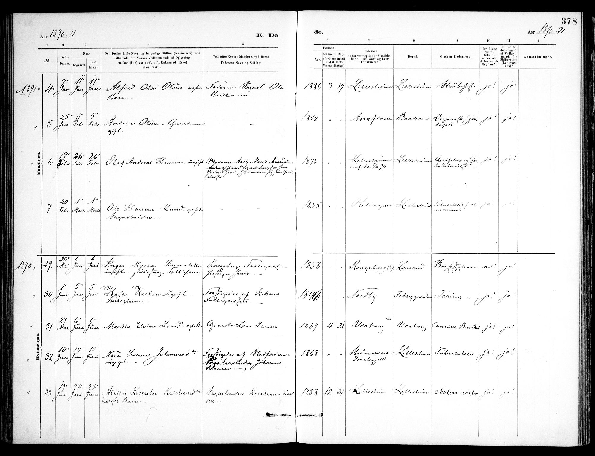 Skedsmo prestekontor Kirkebøker, AV/SAO-A-10033a/F/Fa/L0013: Parish register (official) no. I 13, 1883-1891, p. 378