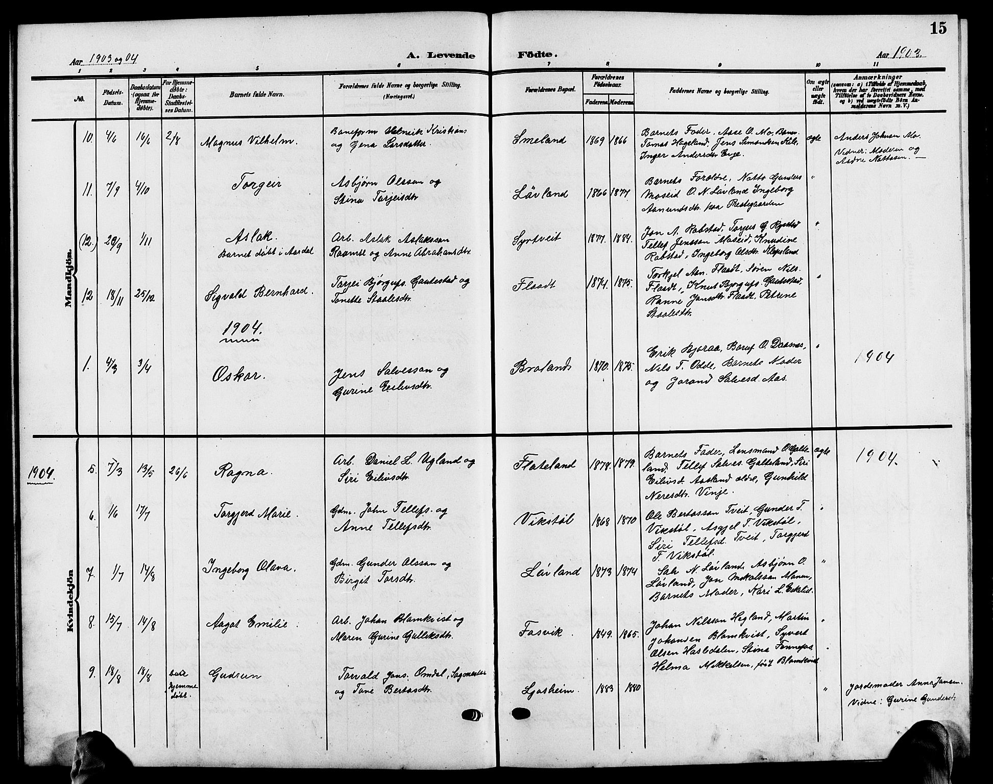 Evje sokneprestkontor, AV/SAK-1111-0008/F/Fb/Fba/L0004: Parish register (copy) no. B 4, 1899-1914, p. 15