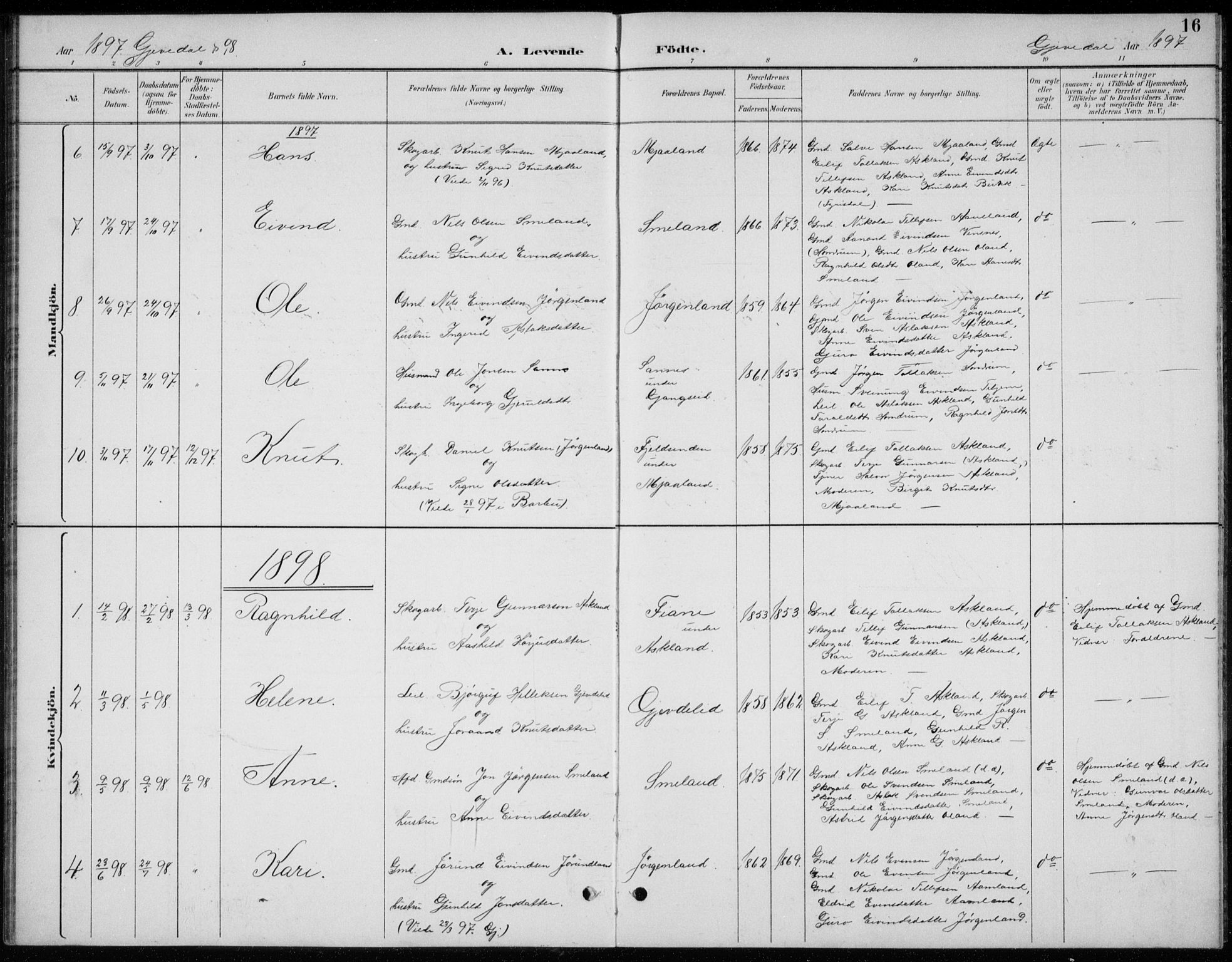 Åmli sokneprestkontor, AV/SAK-1111-0050/F/Fb/Fba/L0002: Parish register (copy) no. B 2, 1890-1912, p. 16