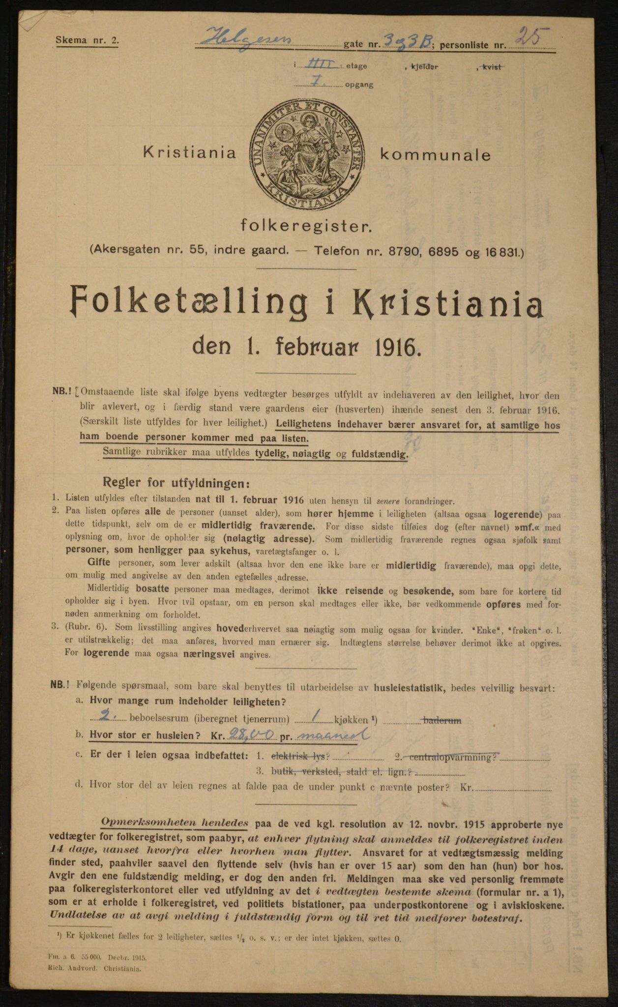 OBA, Municipal Census 1916 for Kristiania, 1916, p. 38058