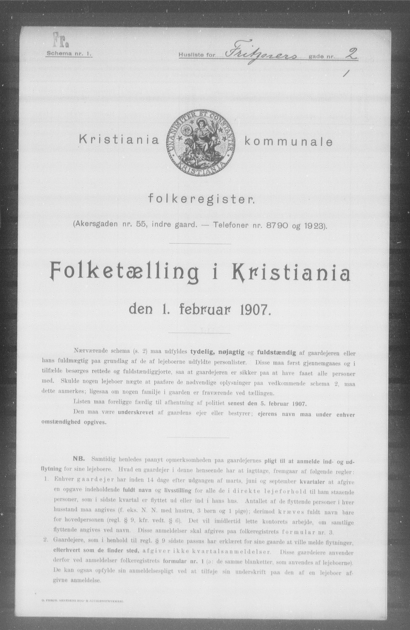 OBA, Municipal Census 1907 for Kristiania, 1907, p. 13711