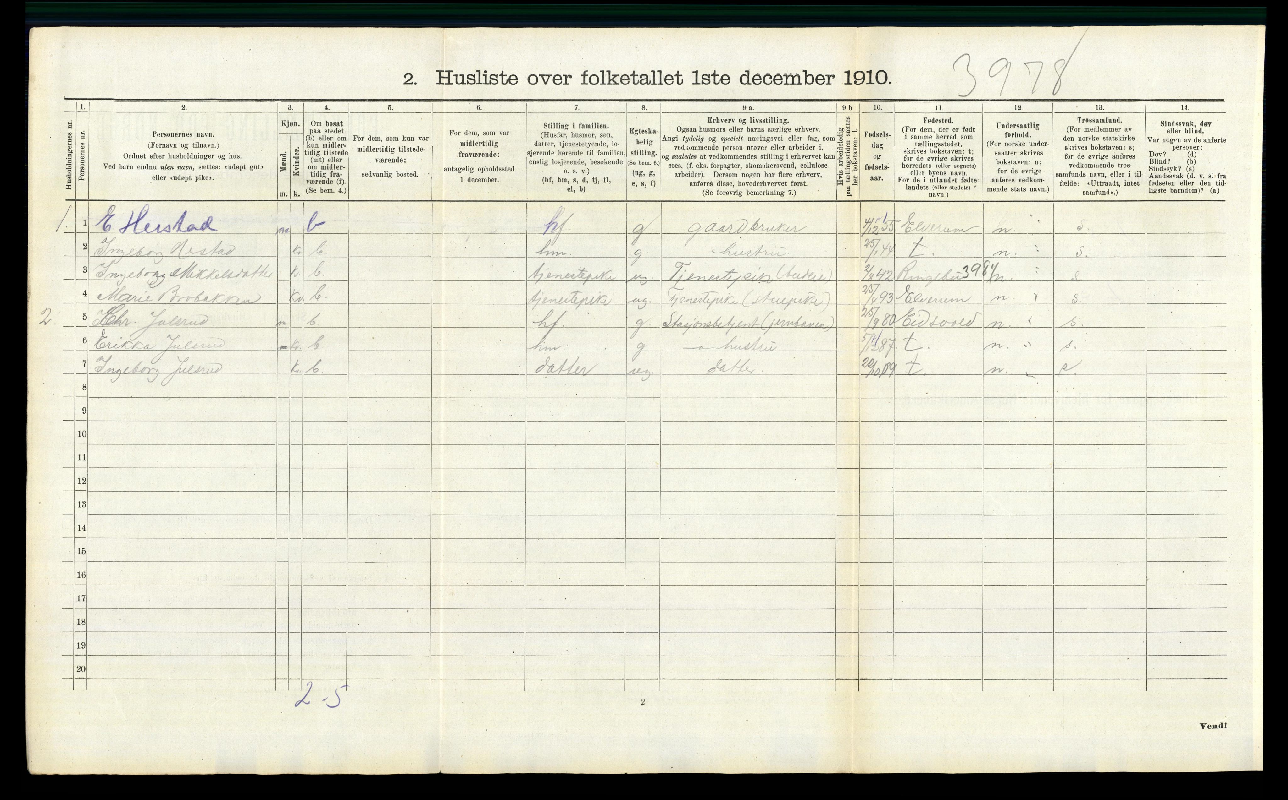 RA, 1910 census for Stor-Elvdal, 1910, p. 572