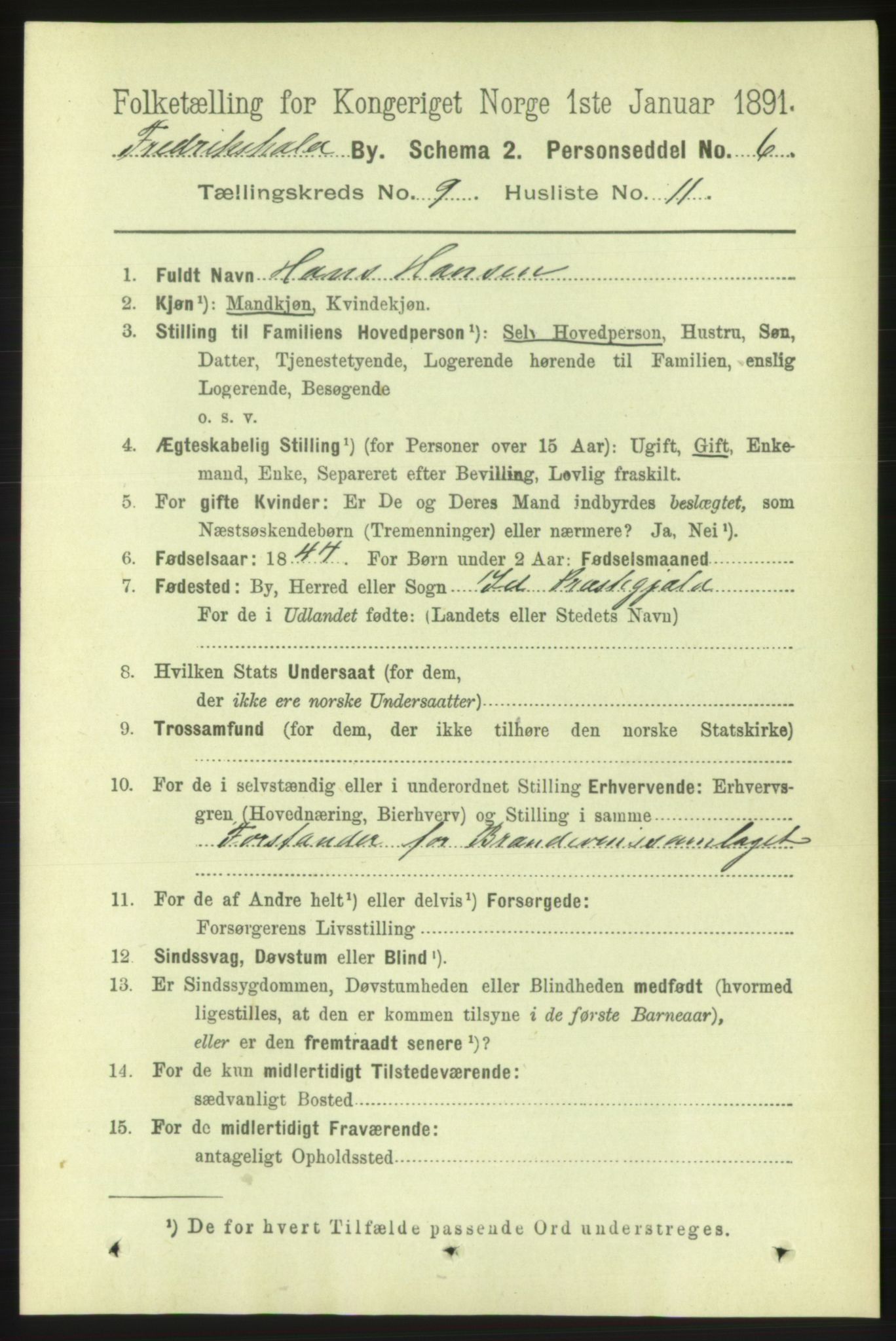 RA, 1891 census for 0101 Fredrikshald, 1891, p. 5924